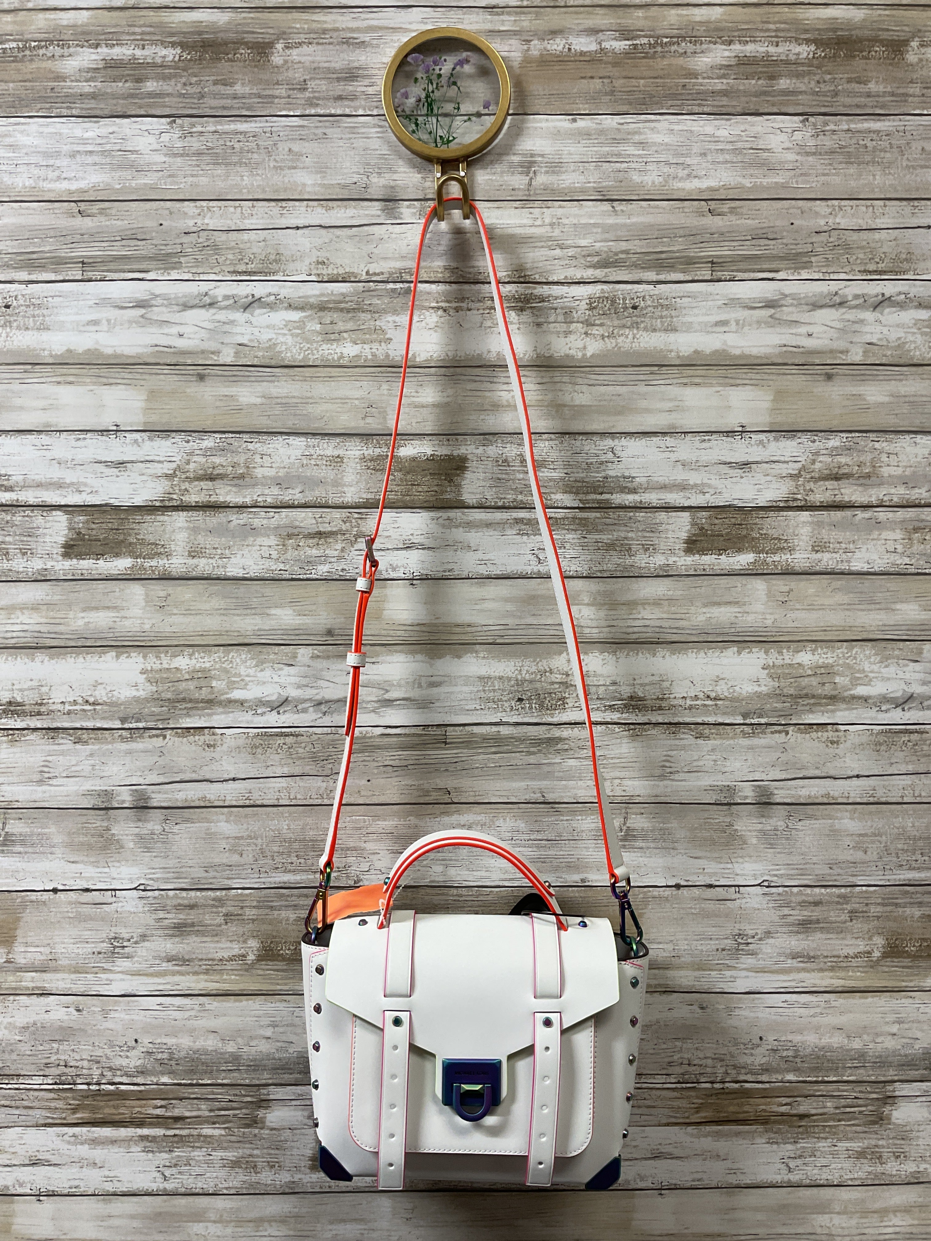 Handbag Designer By Michael Kors In White, Size:Small