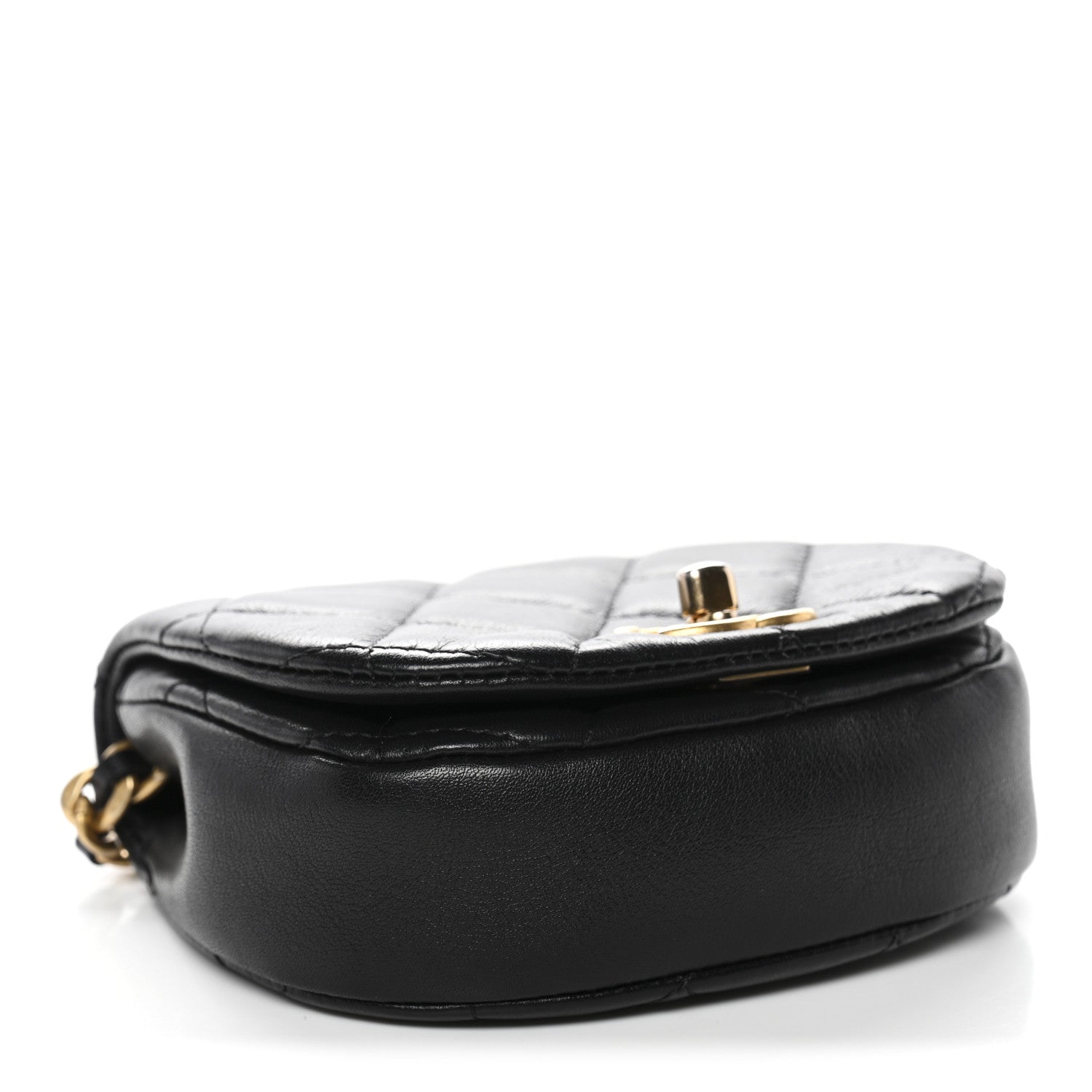 Calfskin Quilted Mini Coco Mail Clutch With Chain Black