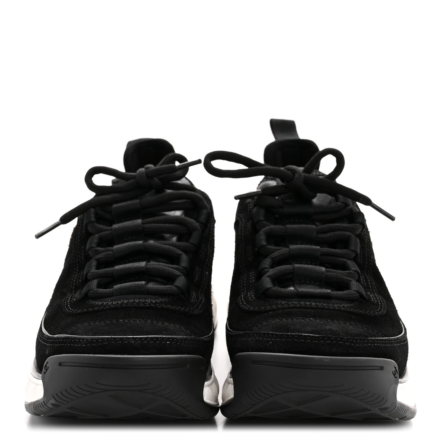 Suede Calfskin Nylon Grosgrain CC Sneakers 38 Black