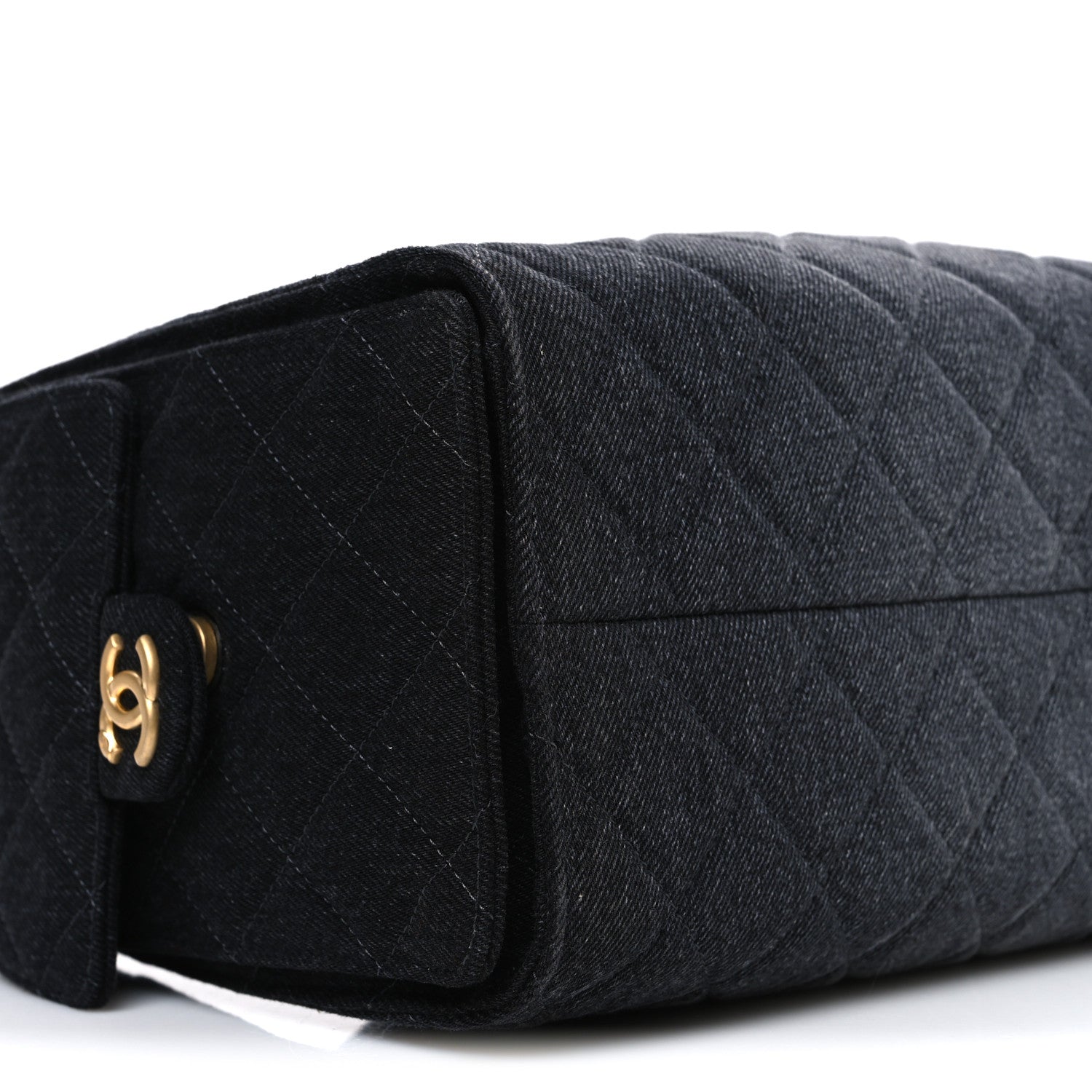 Washed Denim Quilted Small Chanel 25 Handbag Black