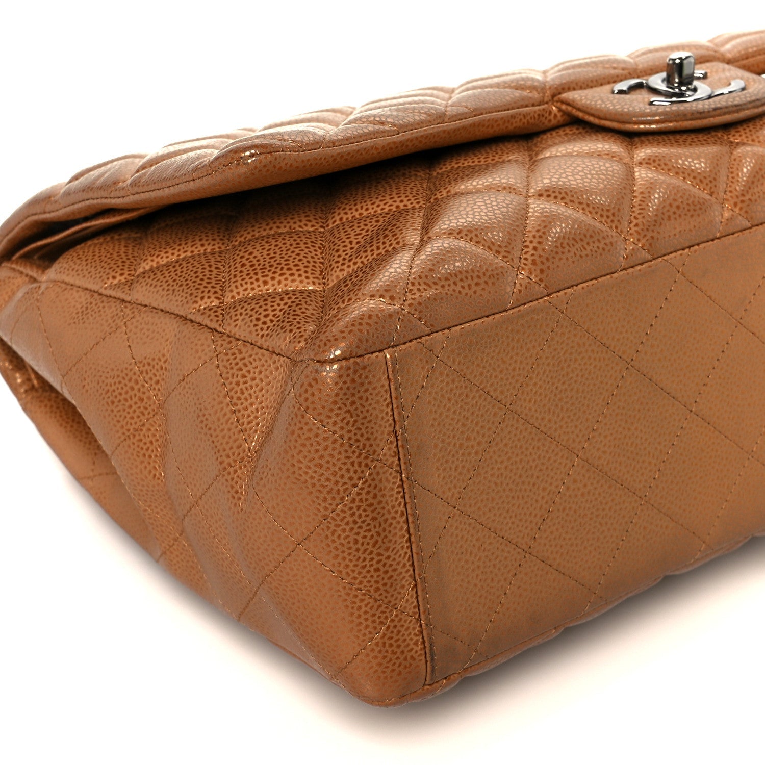 Metallic Caviar Quilted Maxi Double Flap Copper