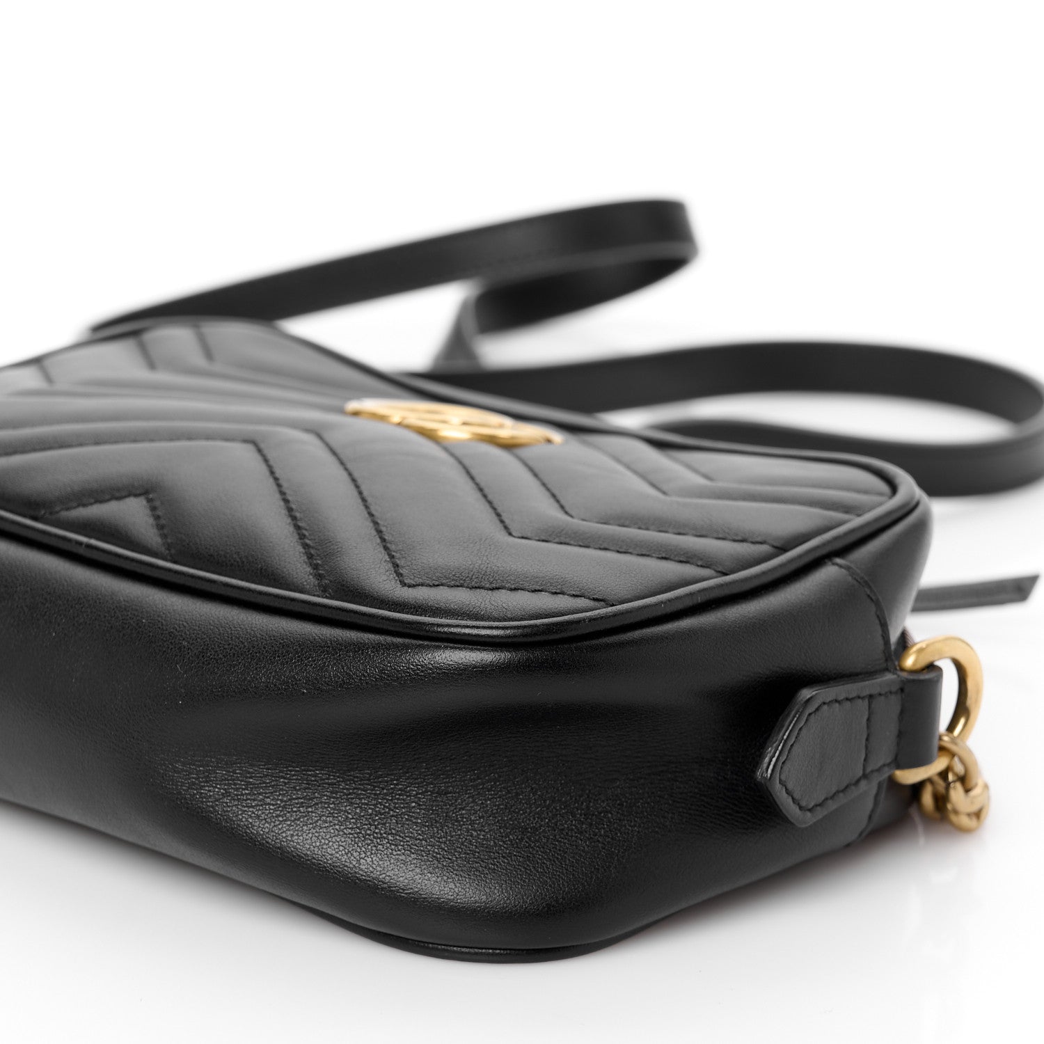 Calfskin Matelasse Mini GG Marmont Chain Shoulder Bag Black