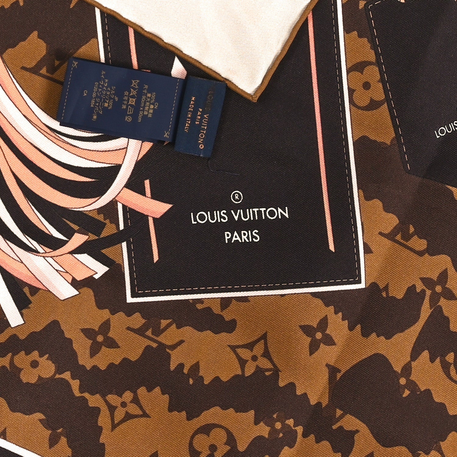 Silk Monogram Tigergram Square Scarf 90 Brown