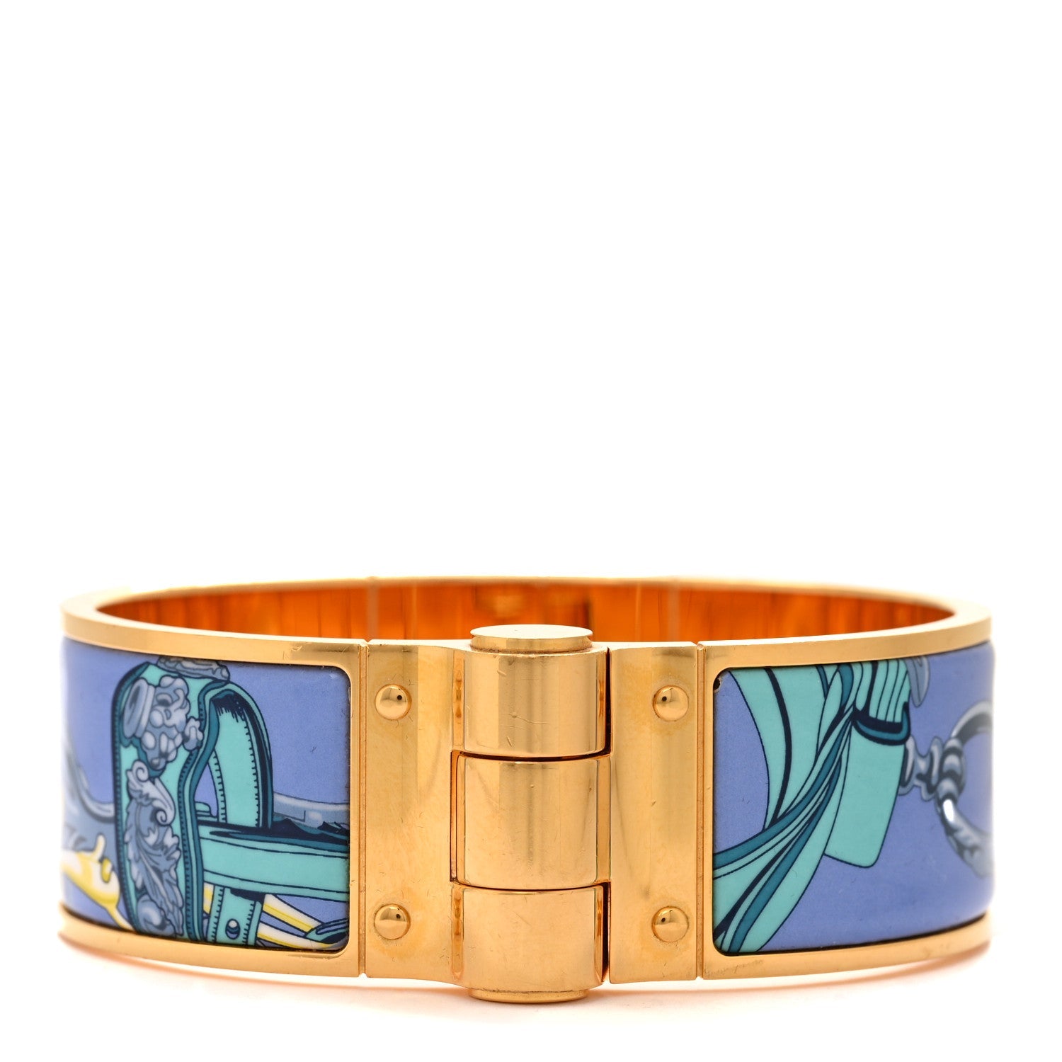 Enamel Printed Charniere Wide Hinged Bracelet S
