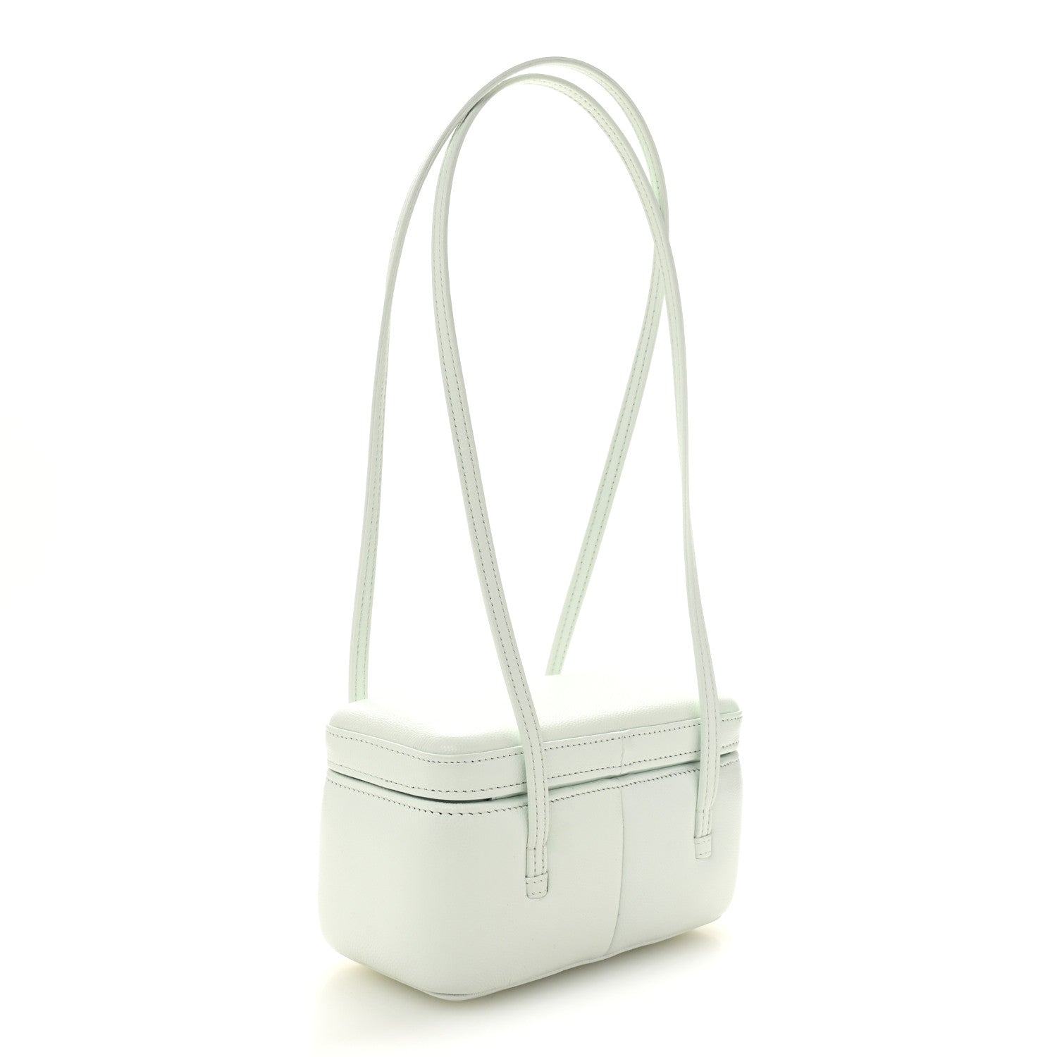 Shiny Caviar Preppy Coco Long Vanity With Strap Light Blue
