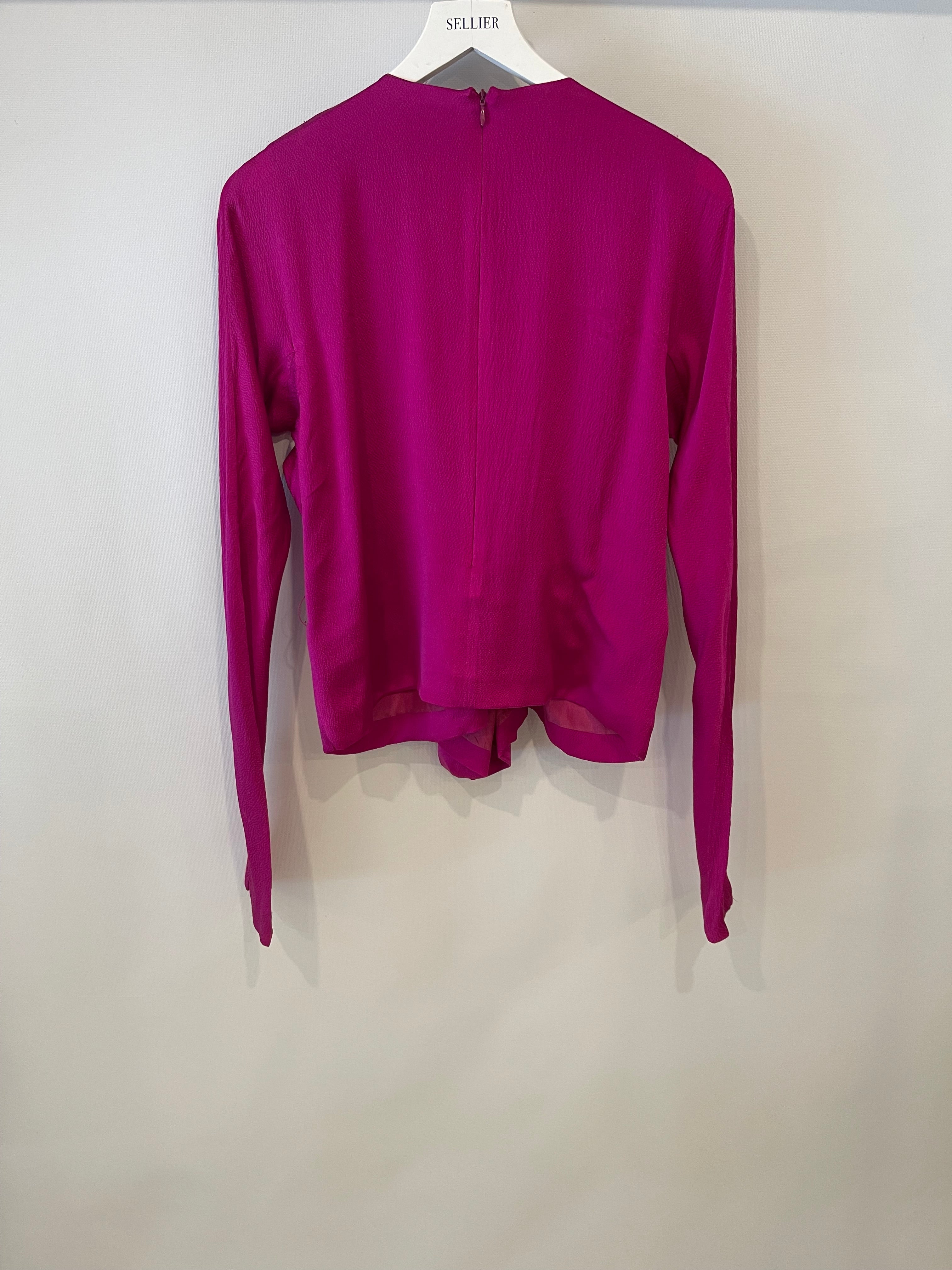 Christian Dior Hot Pink Silk Top and Skirt Set with Crystal Belt Detail Size FR 42 (UK 14)