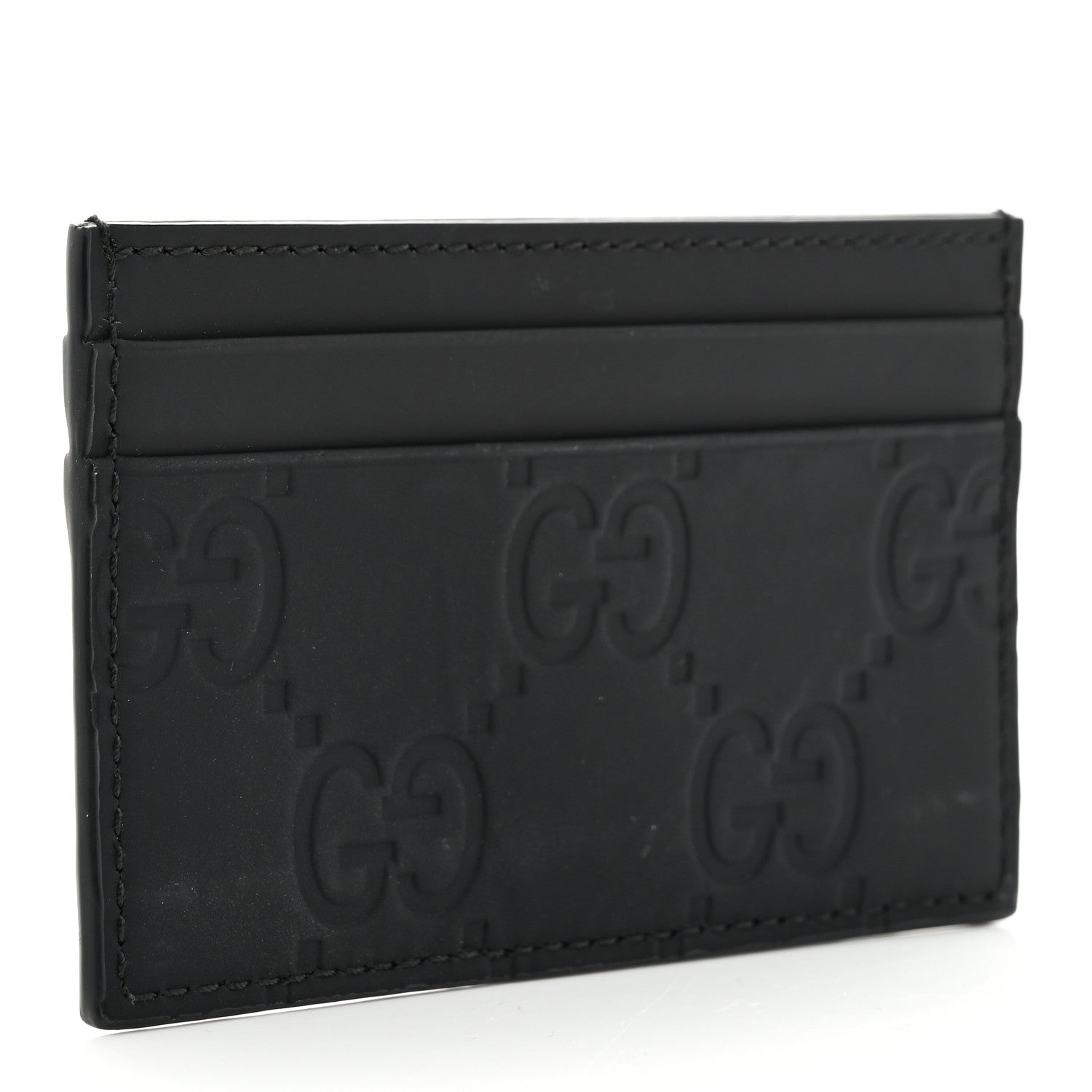 Rubber Effect GG Embossed Card Holder Black