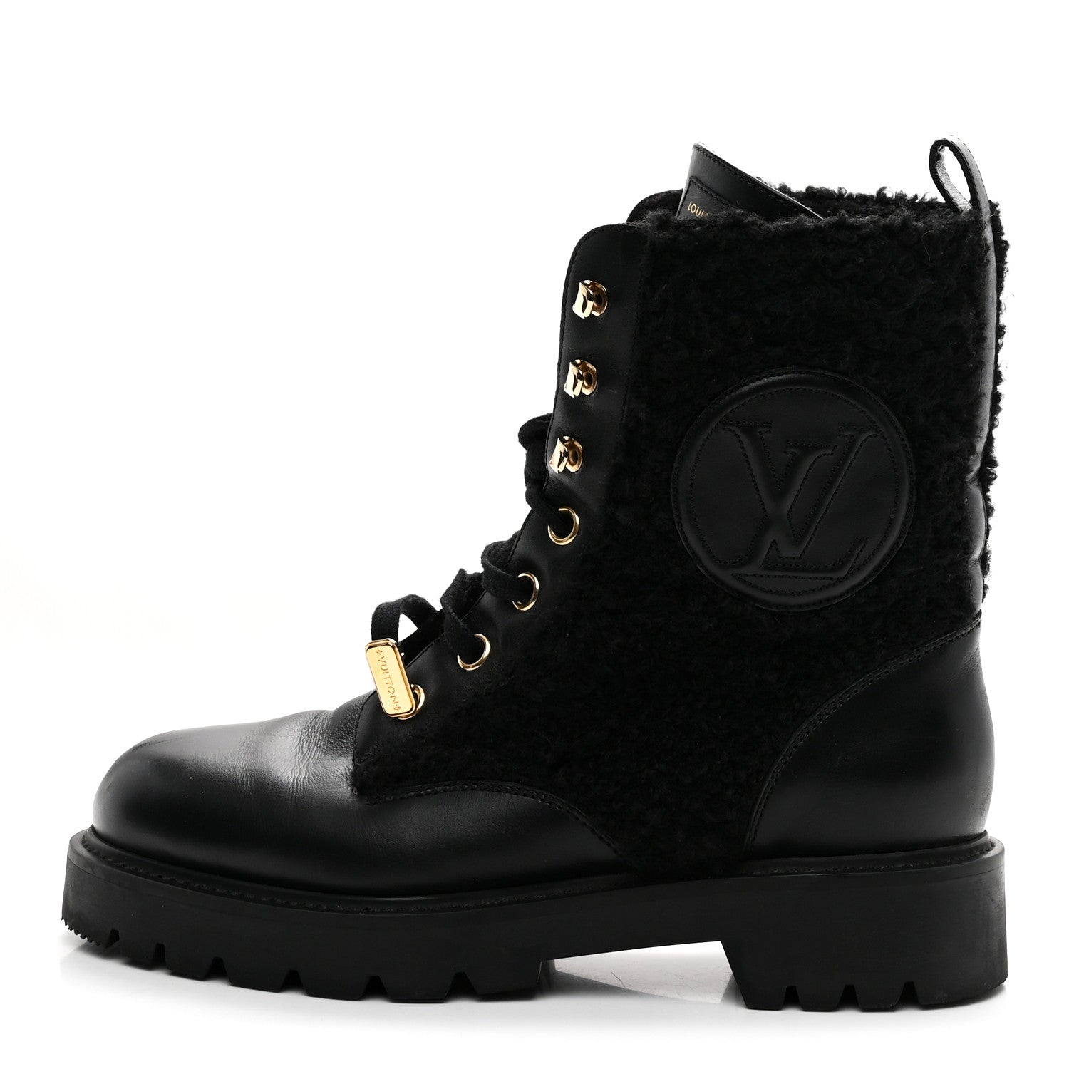 Shearling Calfskin Territory Ranger Combat Boots 41 Black
