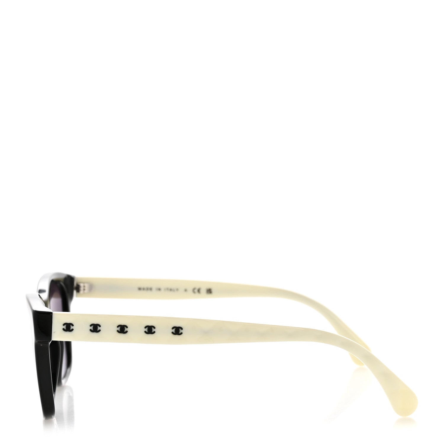 Acetate Quilted CC Square Sunglasses 5484 White Black