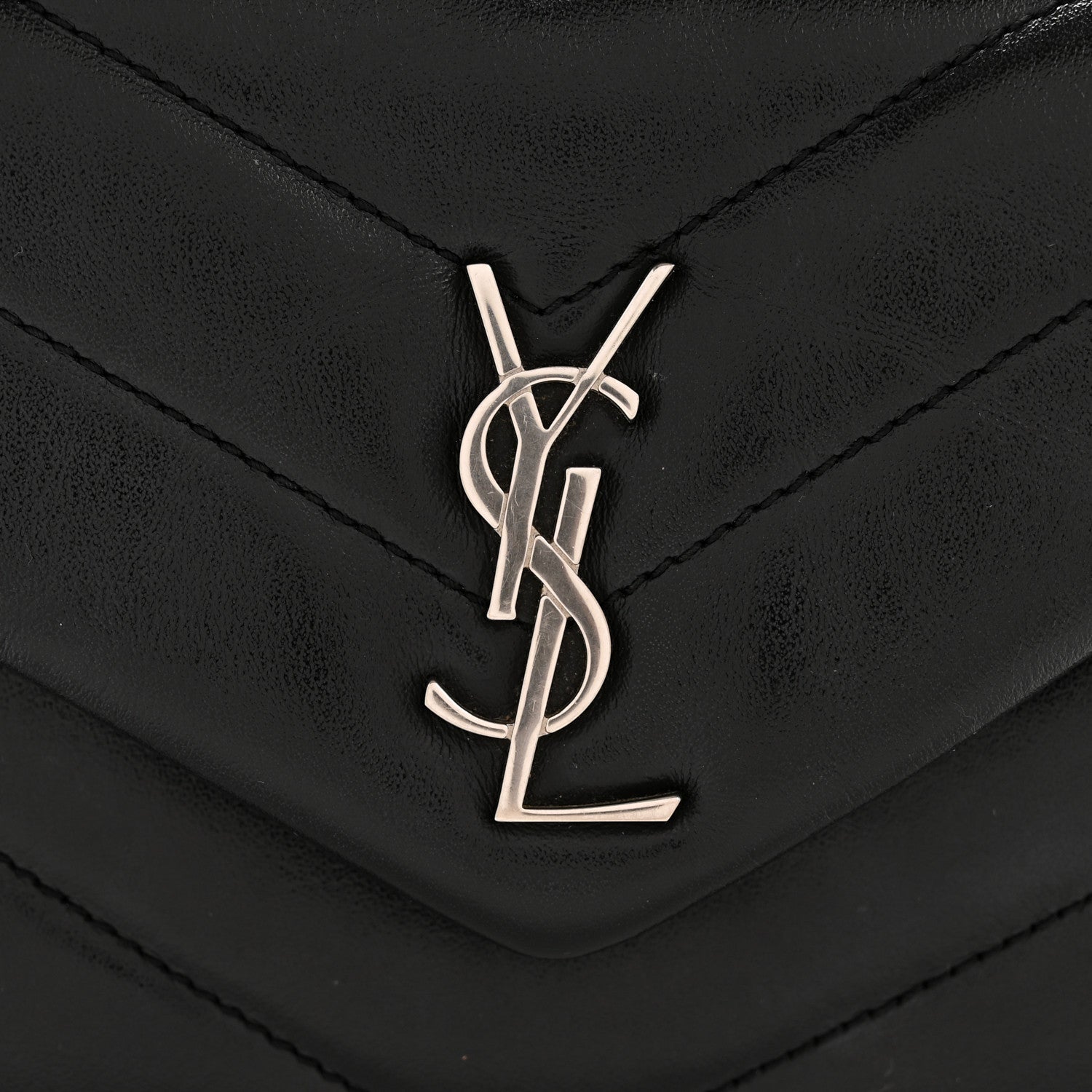 Calfskin Y Quilted Monogram Toy Loulou Crossbody Bag Black