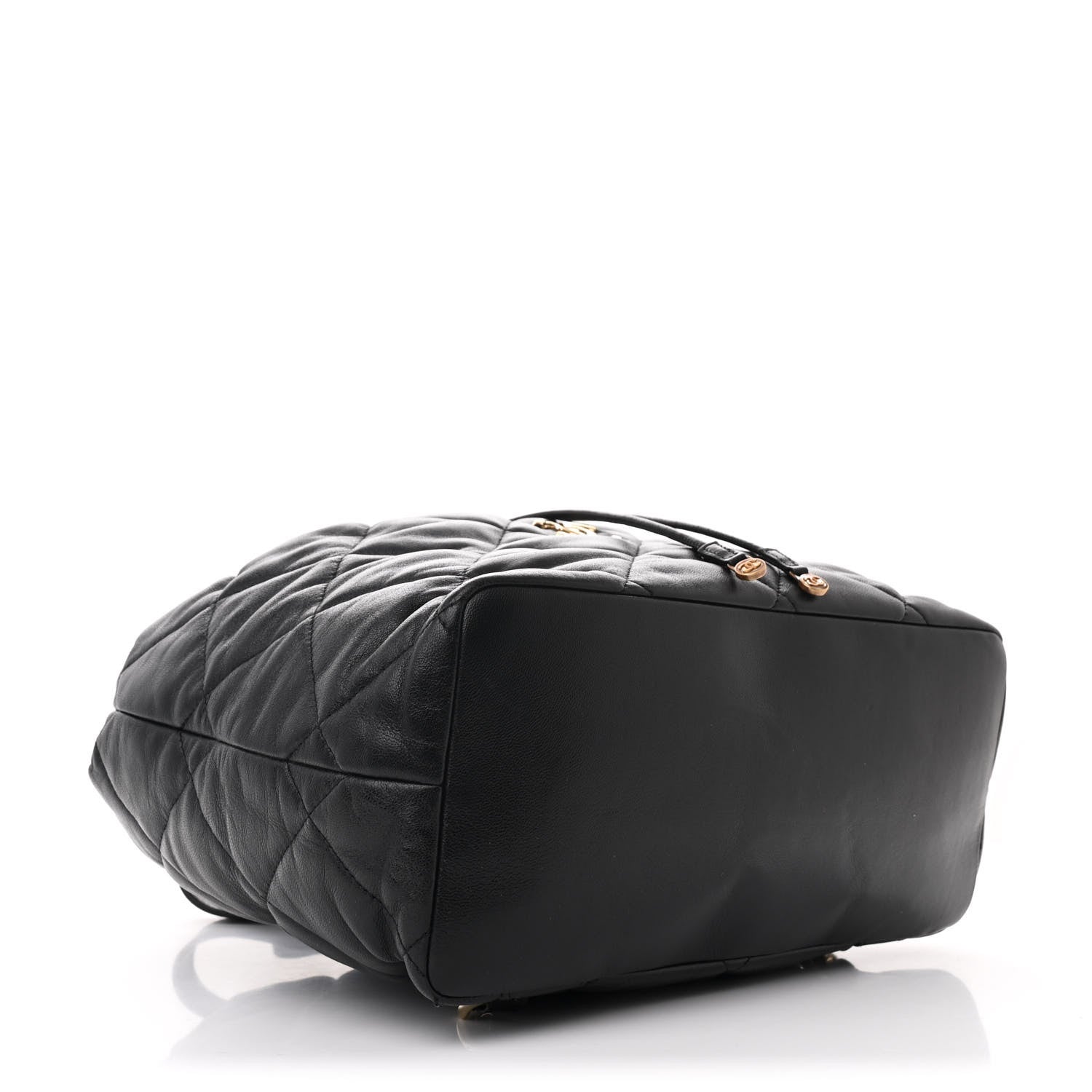 Lambskin Quilted Drawstring Backpack Black
