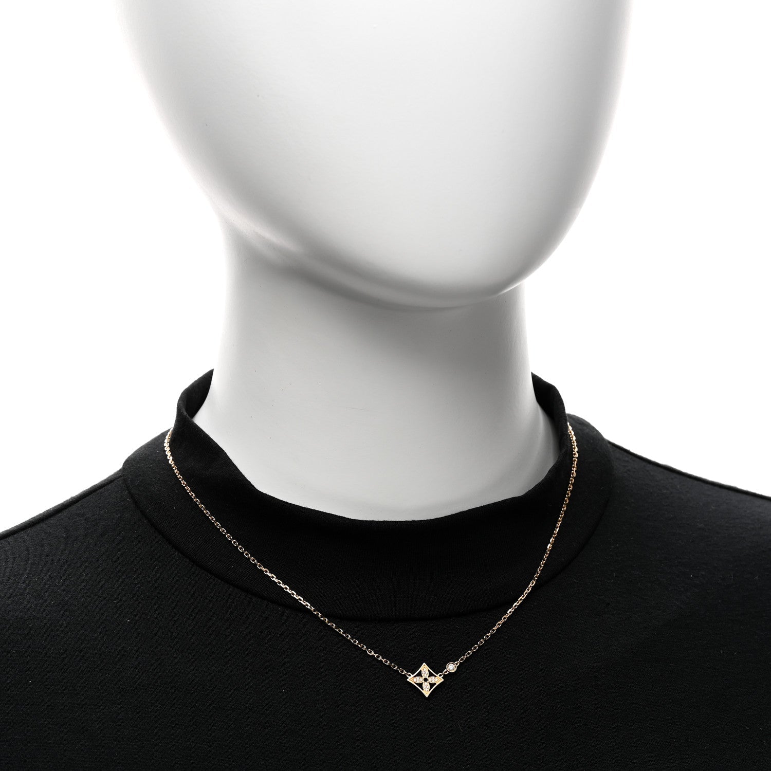 18K Yellow Gold Diamond Idylle Blossom Pendant Pave Necklace