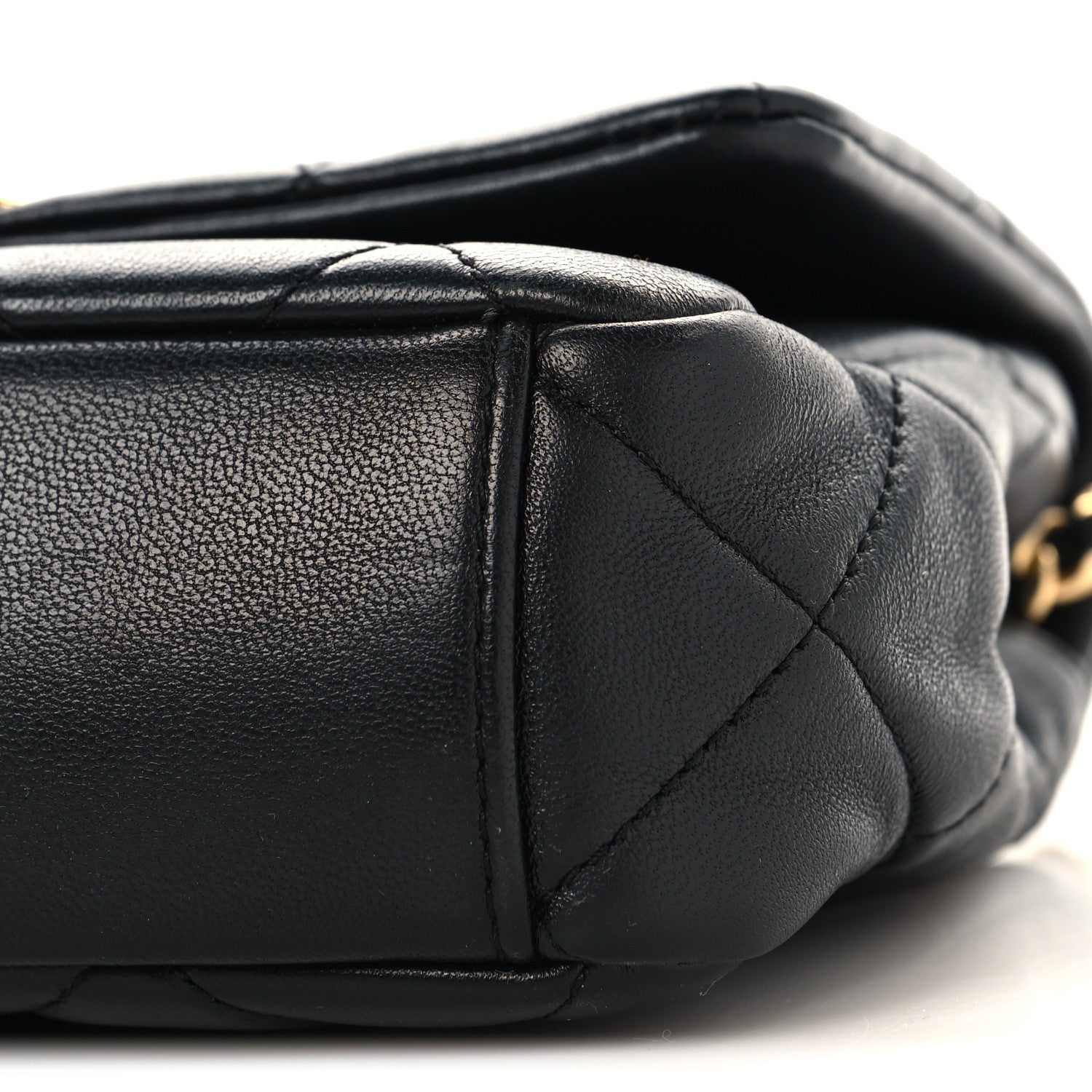 Lambskin Quilted Mini CC Crystal Logo Chain Flap Black