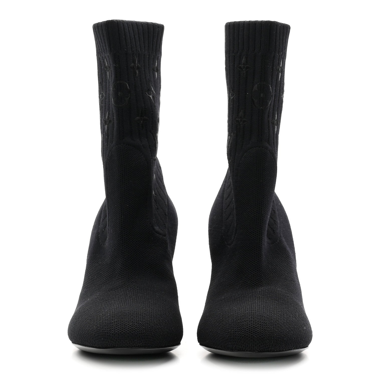 Monogram Stretch Fabric Silhouette Ankle Boots 38 Black