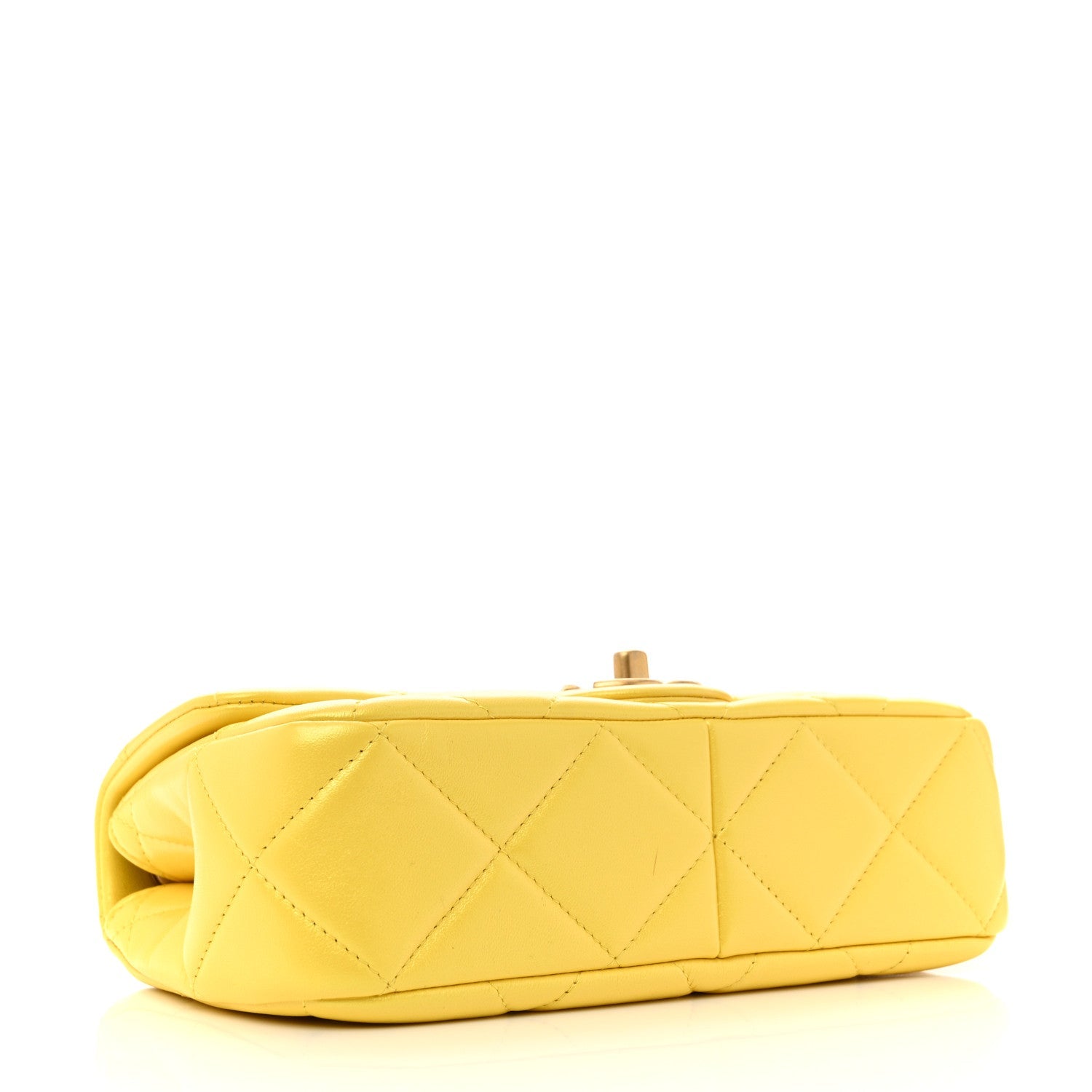 Pearly Lambskin Pearl Quilted Small Flap Yellow