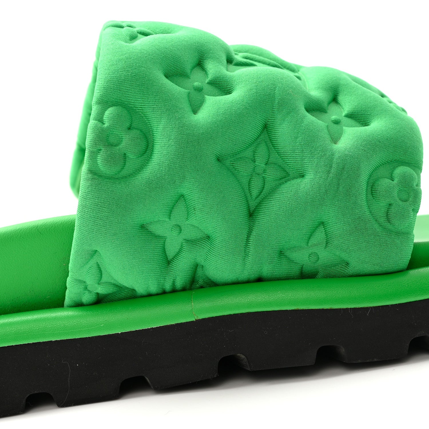 Technical Fabric Embossed Monogram Pool Pillow Comfort Mules 35 Green