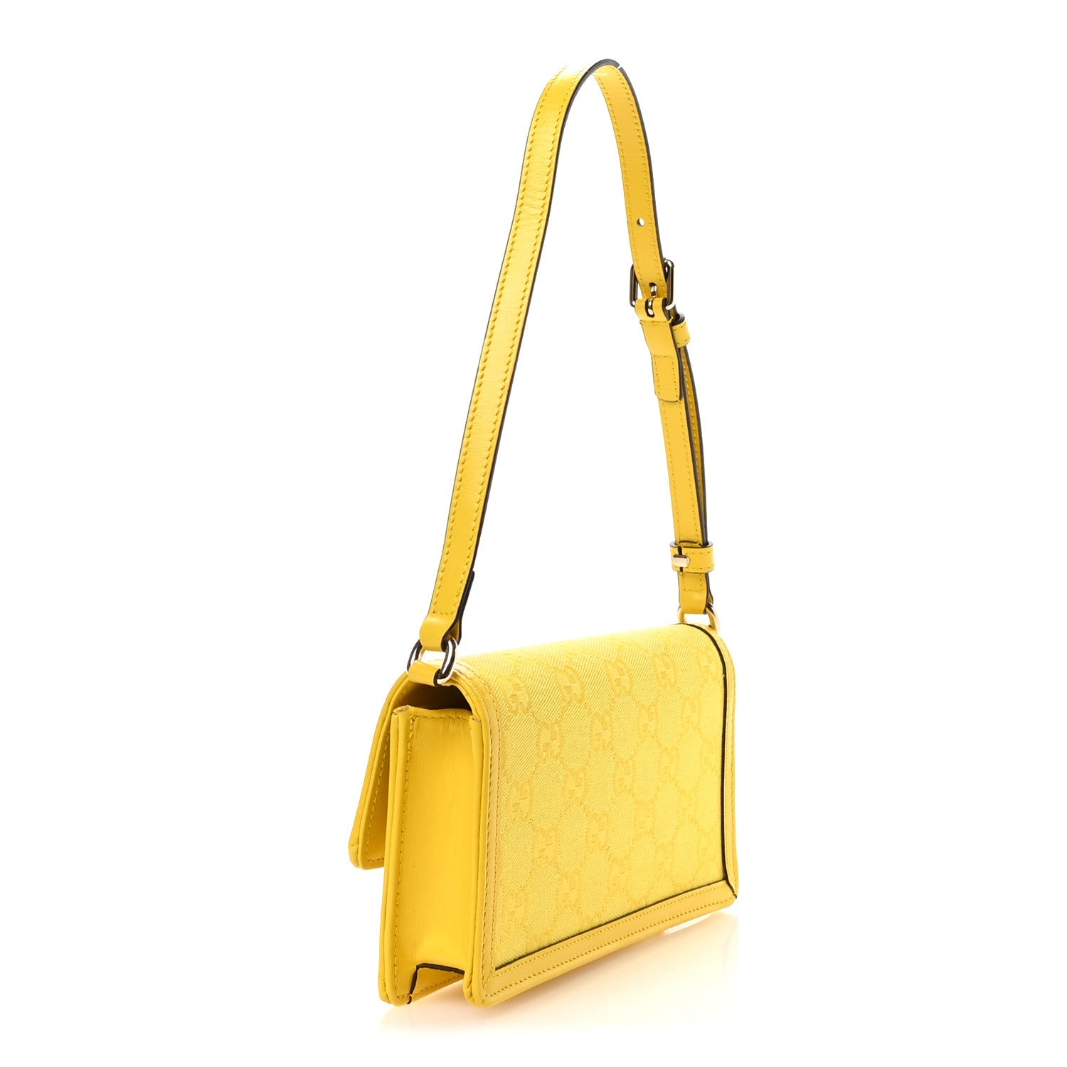 GG Monogram Scratch Lux Calfskin Mini Luce Shoulder Bag Yellow