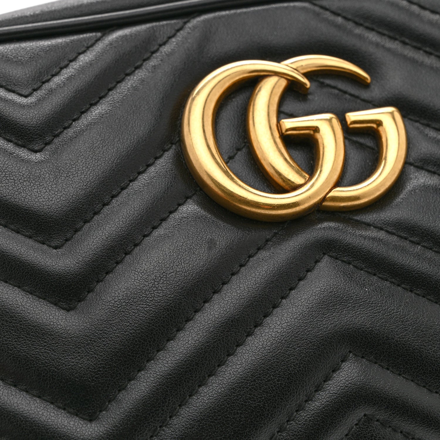 Calfskin Matelasse Small GG Marmont Chain Shoulder Bag Black