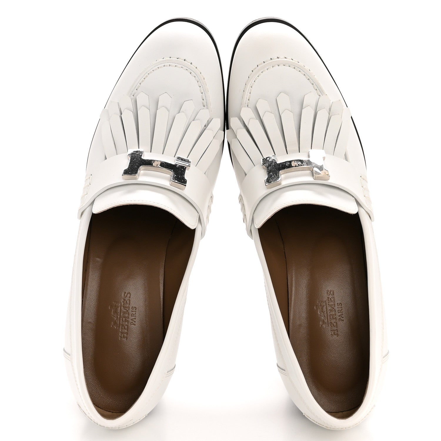 Calfskin Womens Elysee 70 Moccasin Loafer Pumps 38 White