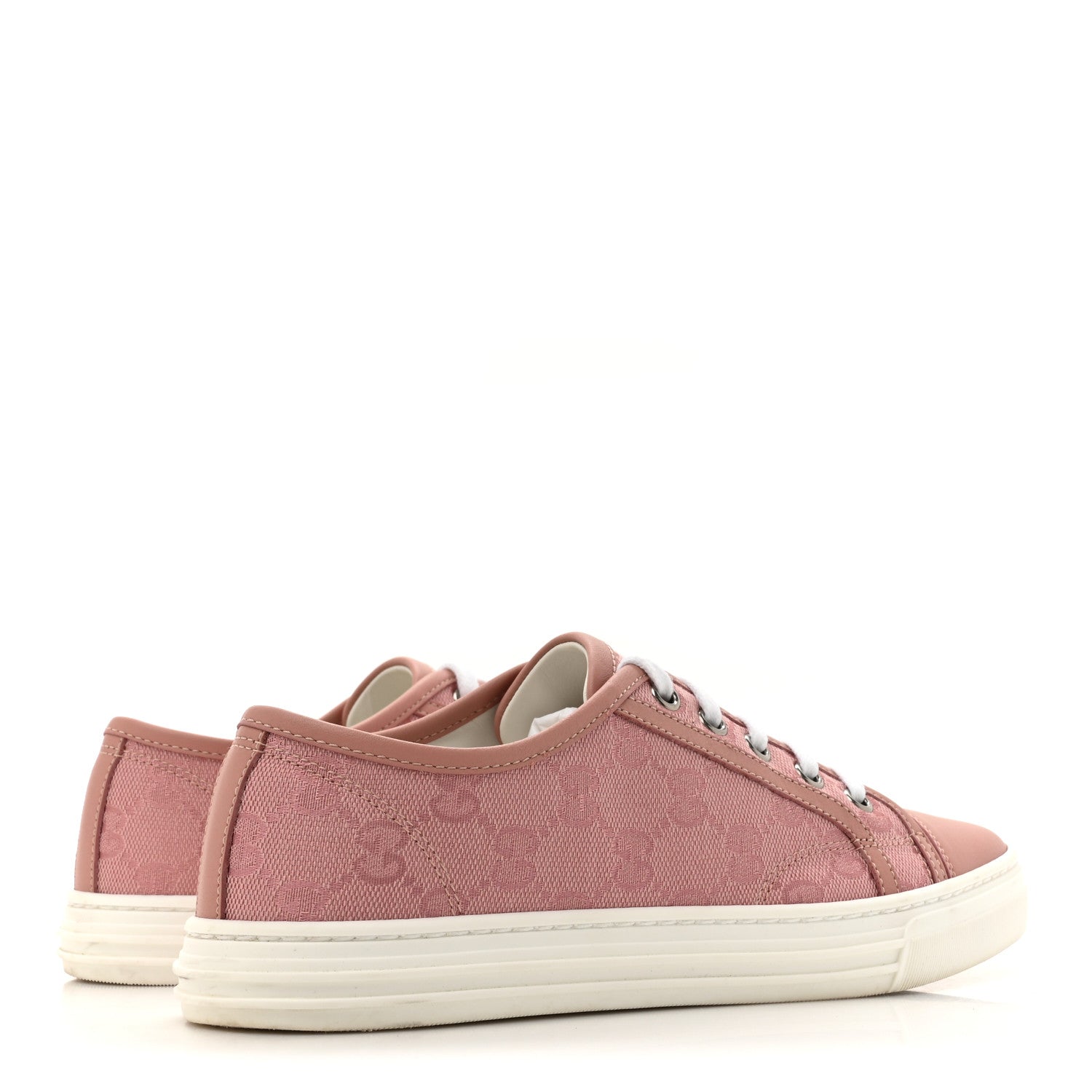 GG Monogram Calfskin Womens Low Top Sneakers 36.5 Pink Soft Pink