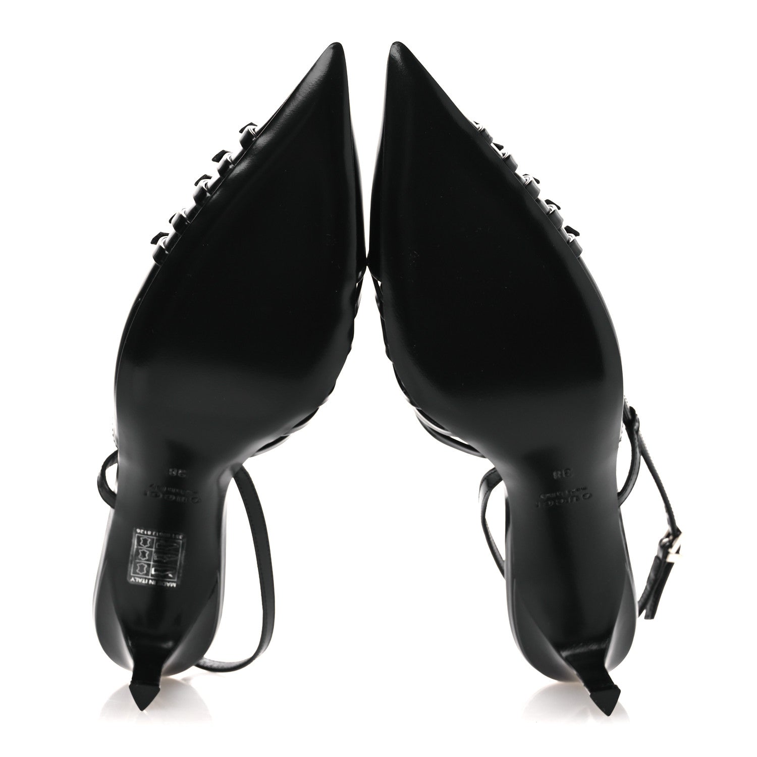 Patent Regent Calfskin Walma 65 Buckle Slingback Pumps 38 Black