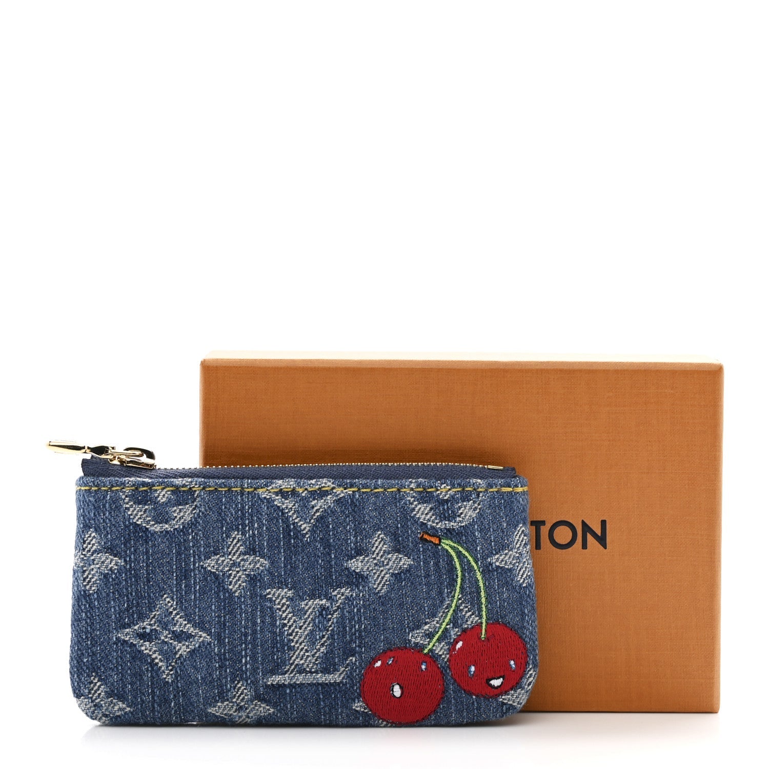 LV X TM Monogram Denim Cerises Key Pouch Blue