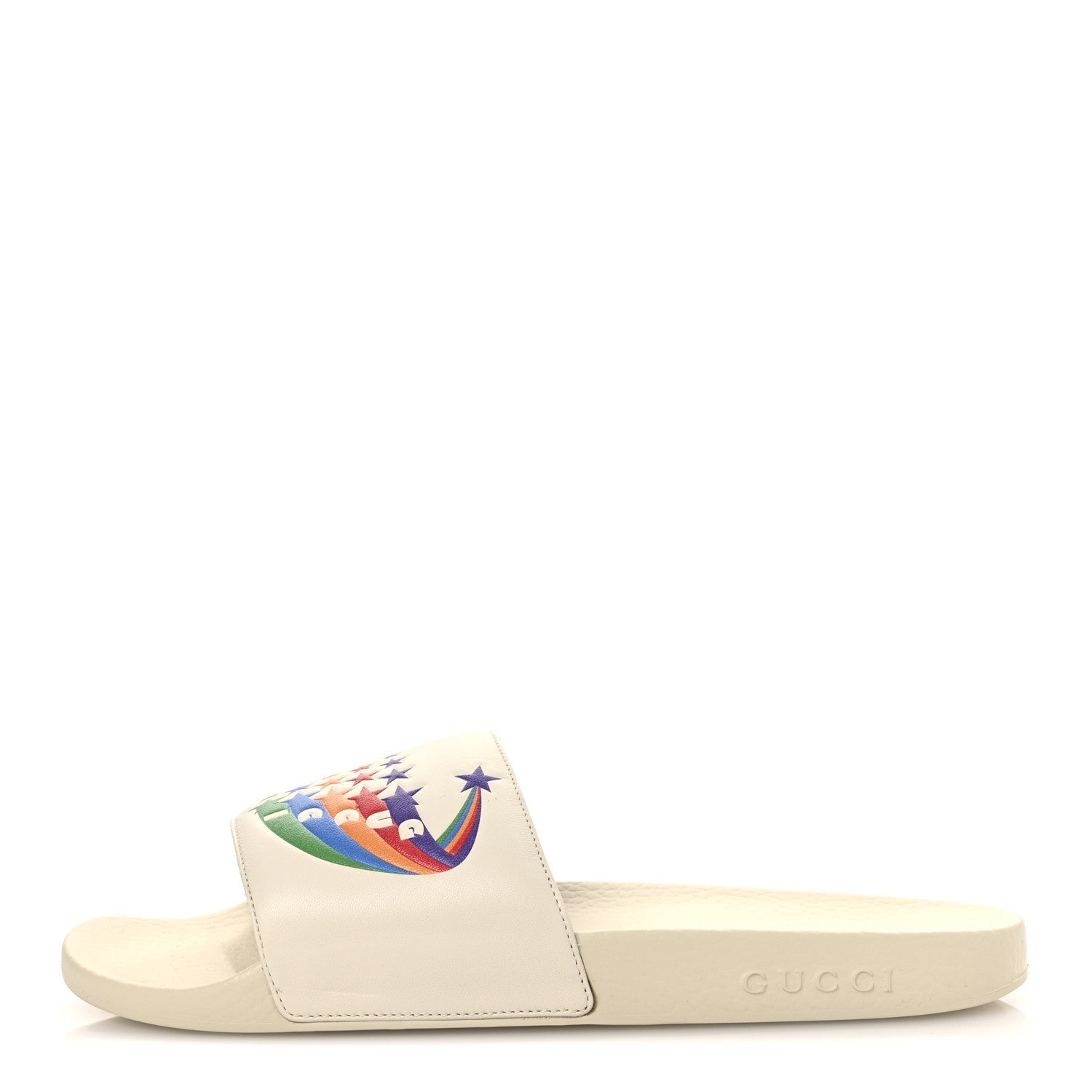 Nappa Interlocking G Rainbow Womens Pursuit Slide Sandals 41 Mystic White
