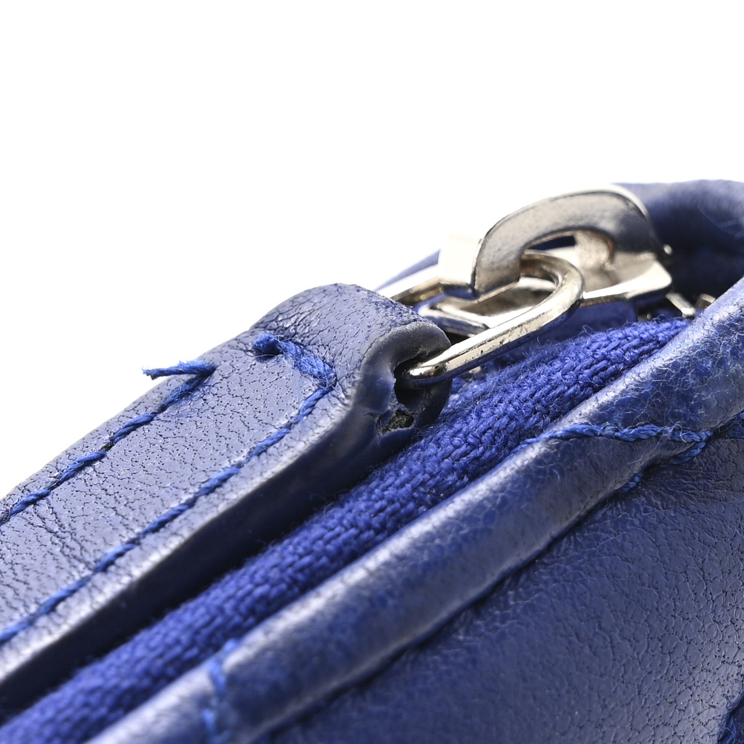 Lambskin Quilted Zip Around Coin Purse Wallet Blue