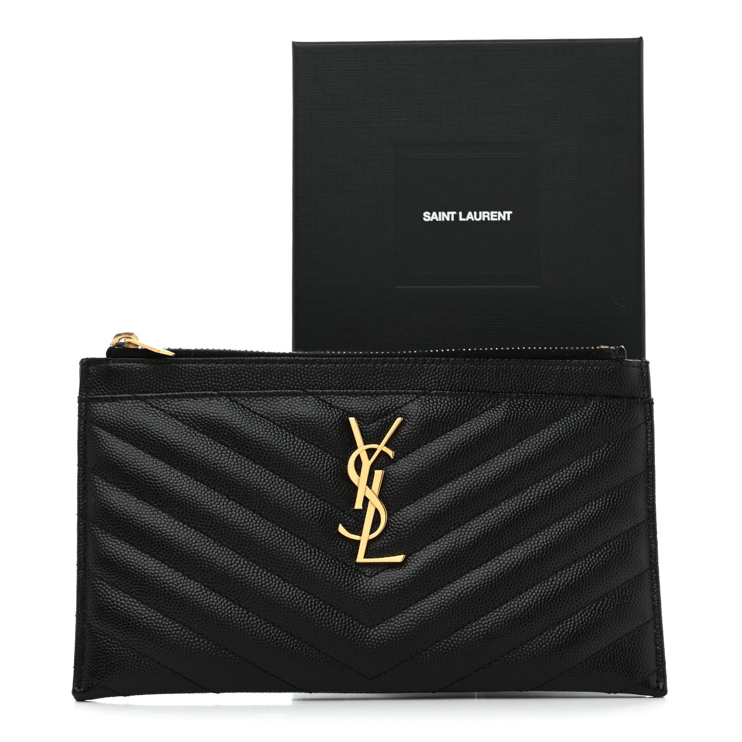 Grain De Poudre Chevron Monogram Bill Pouch Black