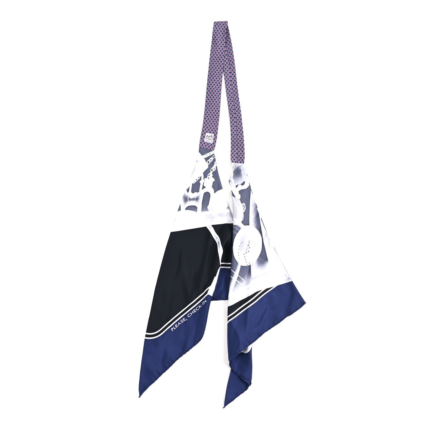 Silk Petit H Scarf And Tie Marine Black White