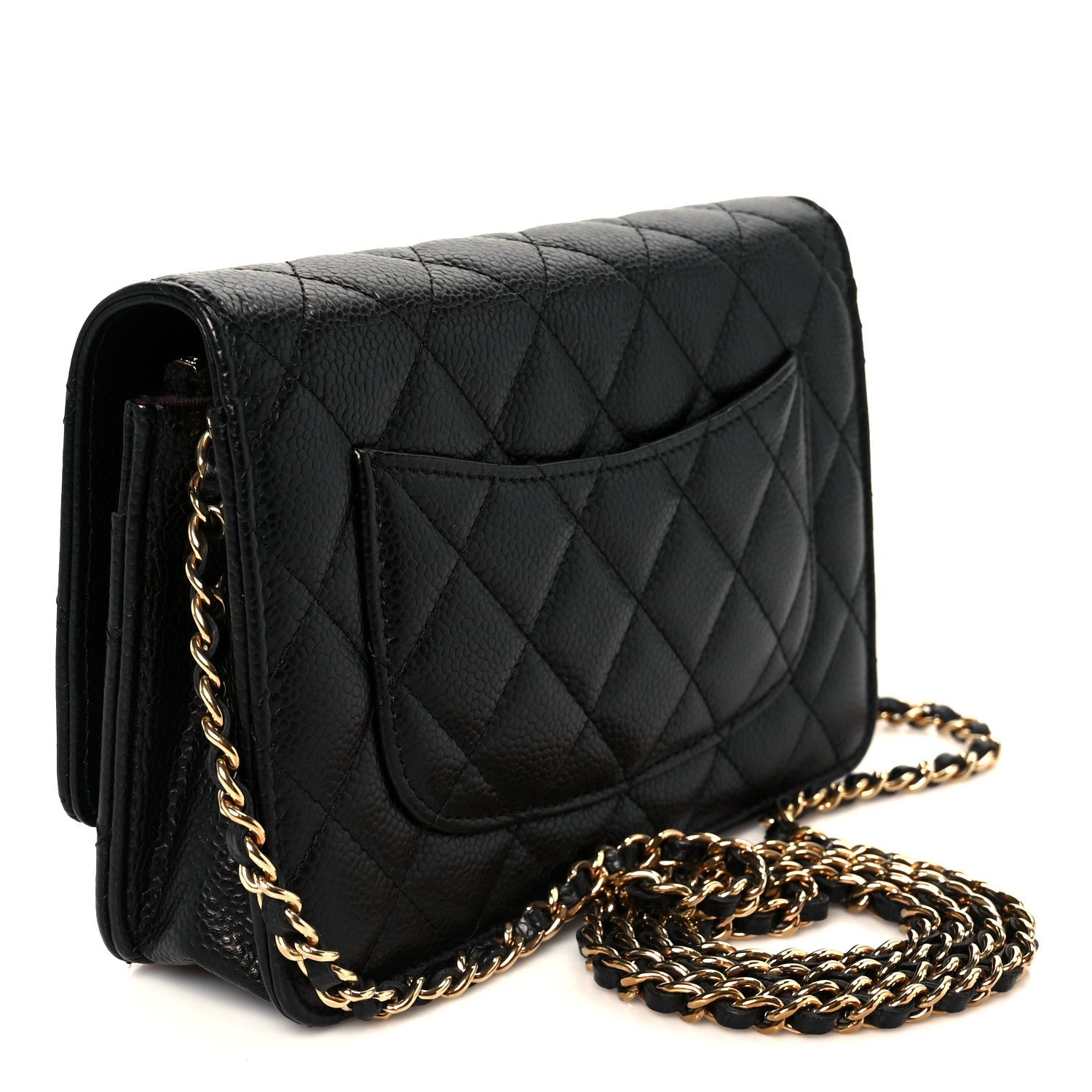 Caviar Quilted Wallet On Chain WOC Black