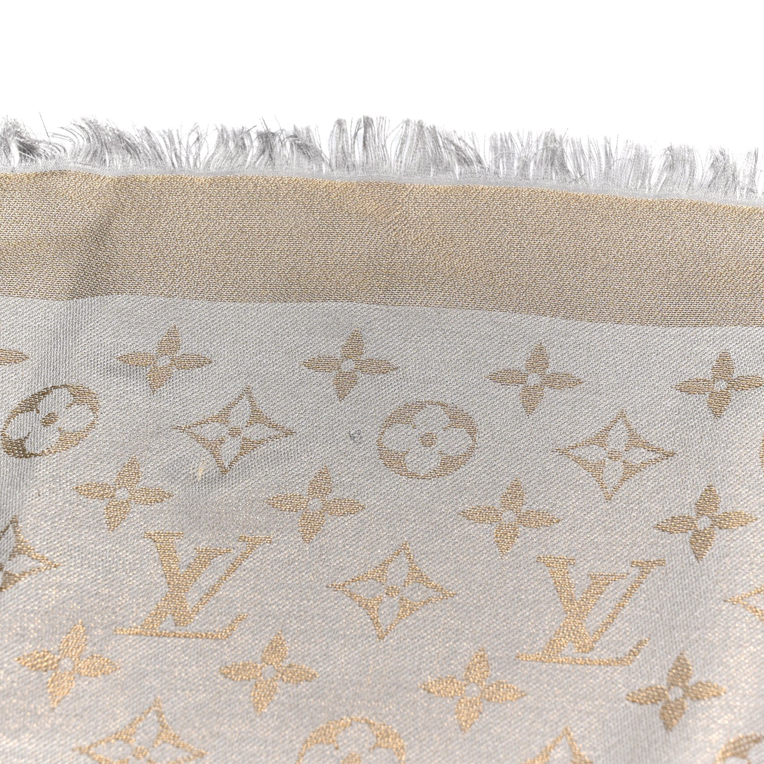 Silk Lurex Wool Monogram Shine Shawl Greige
