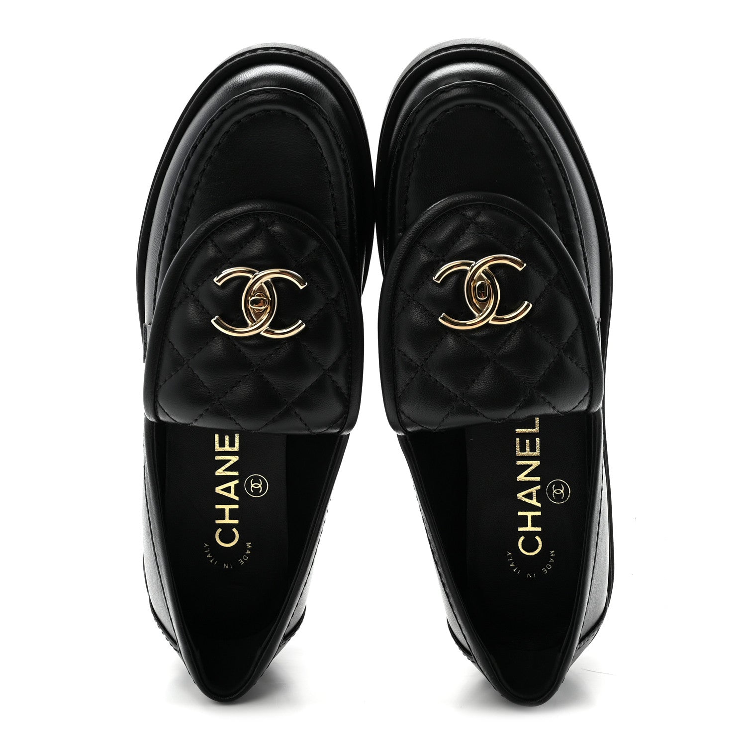 Lambskin Quilted CC Turnlock Loafers 36 Black