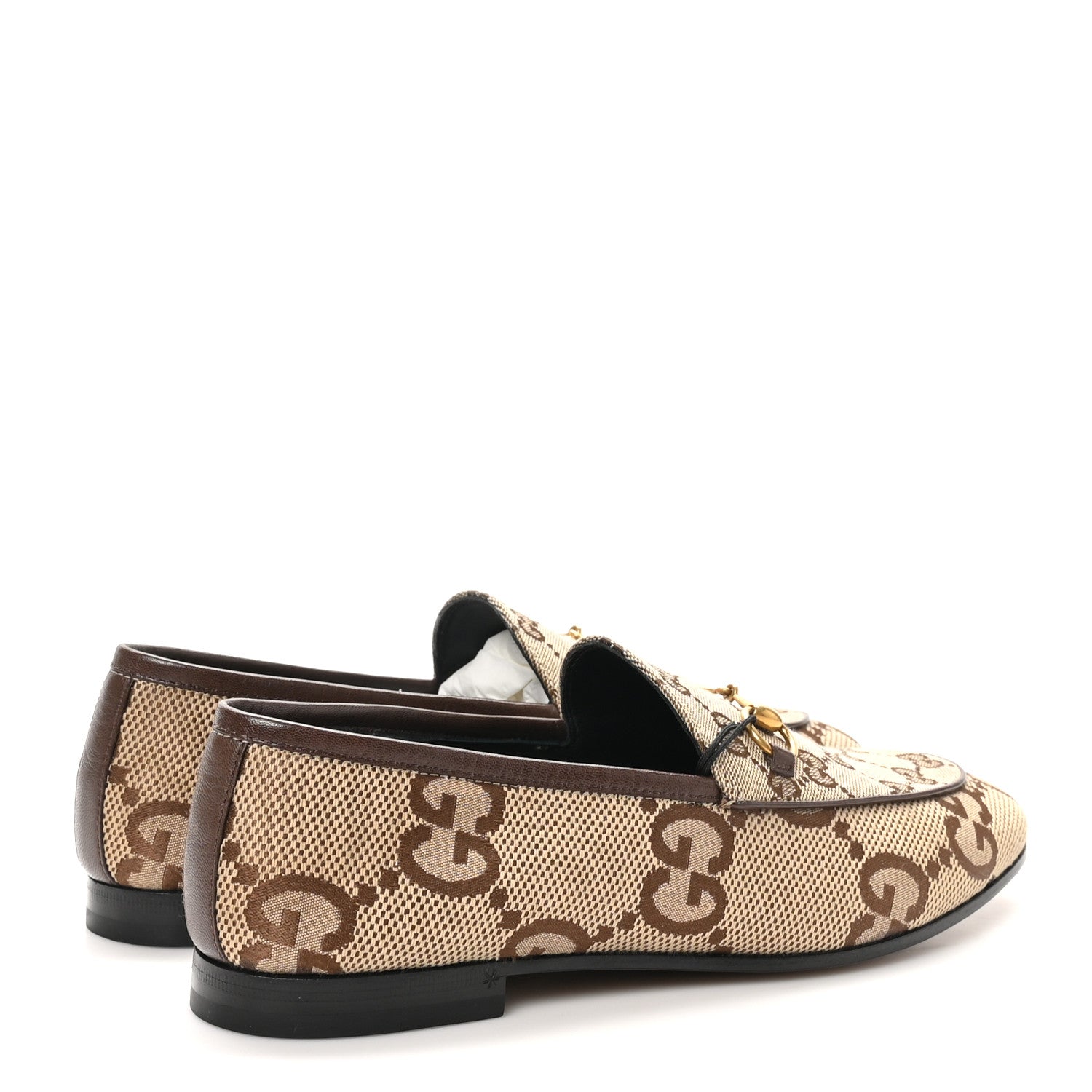 Monogram Jumbo GG Malaga Kid Horsebit Womens Jordaan Loafers 39.5 Camel Ebony New Acero Beige