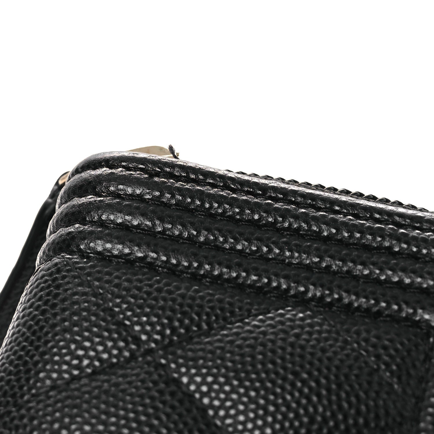 Caviar Quilted Boy Zip Around Coin Purse Wallet Black
