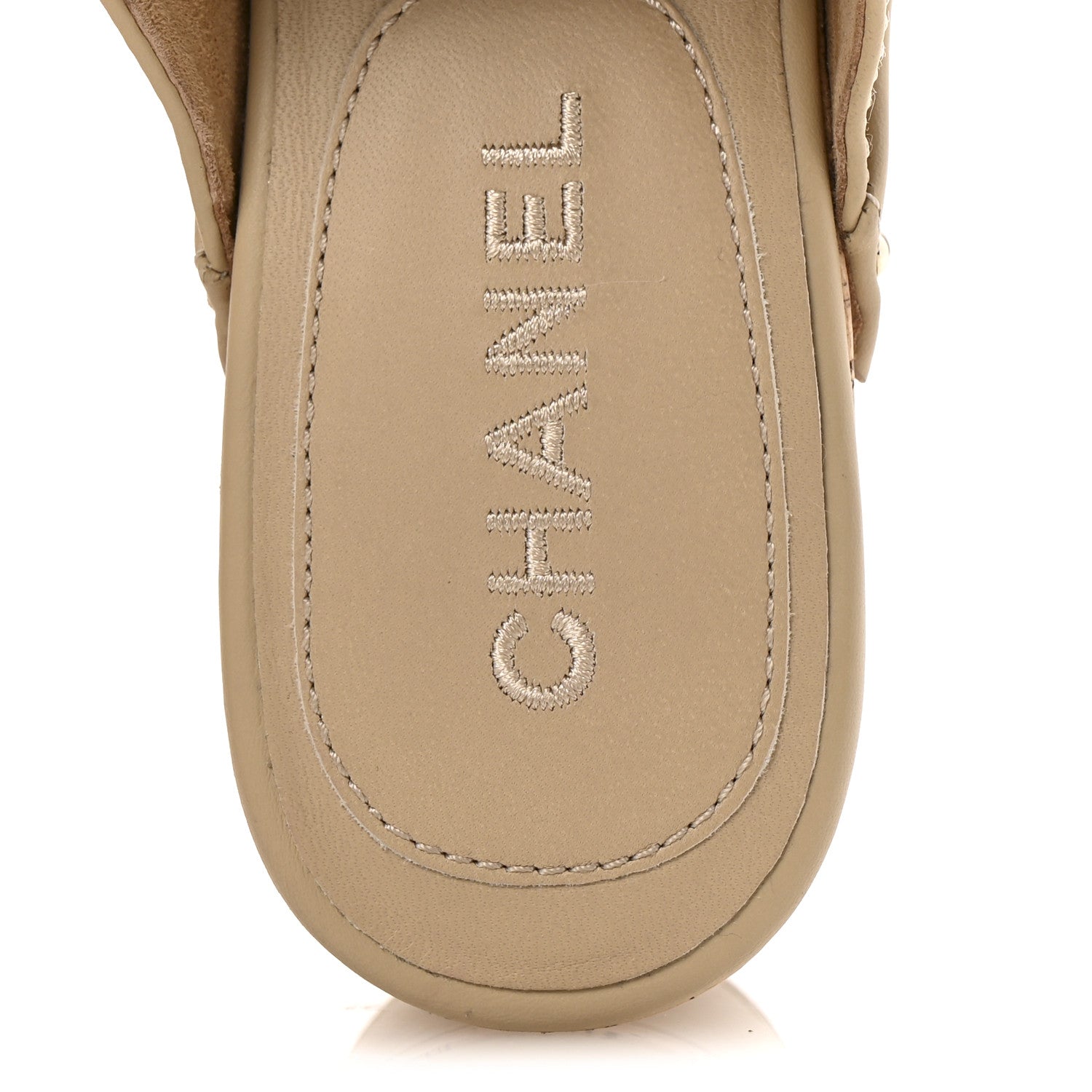 Calfskin CC Turn Lock Clogs 38 Beige