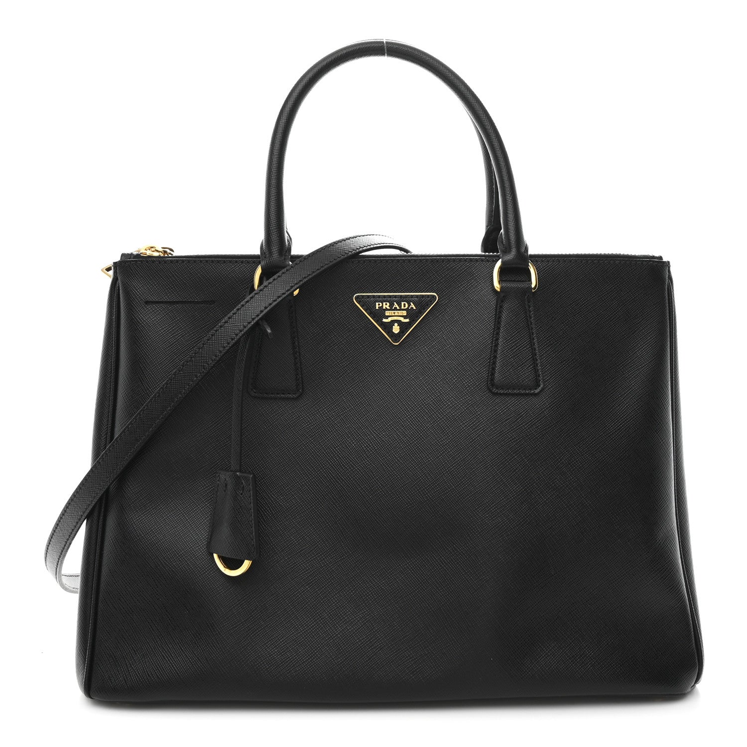 Saffiano Lux Medium Galleria Double Zip Black Black