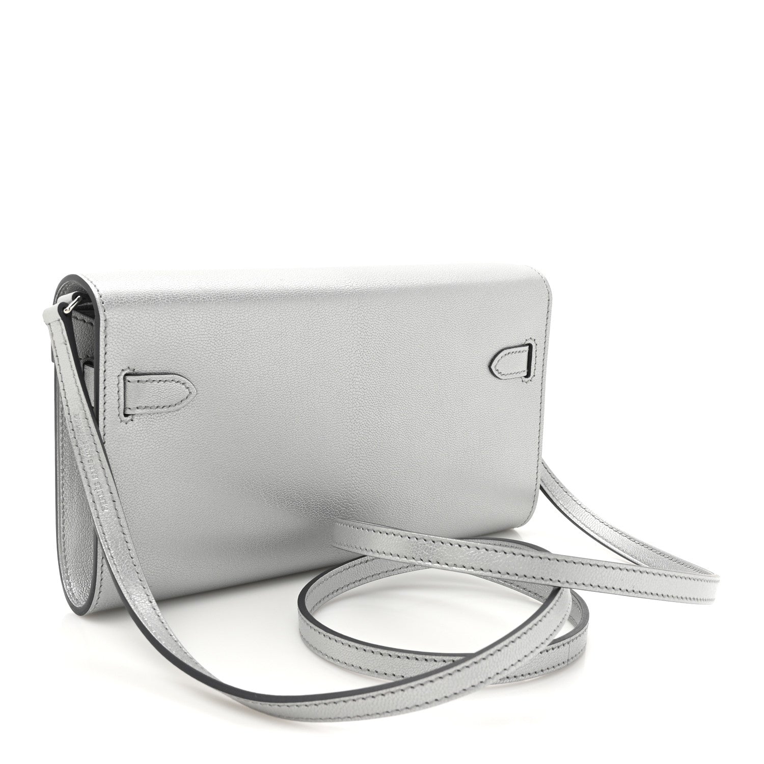 Metallic Chevre Chamkilight Kelly Wallet To Go Argent