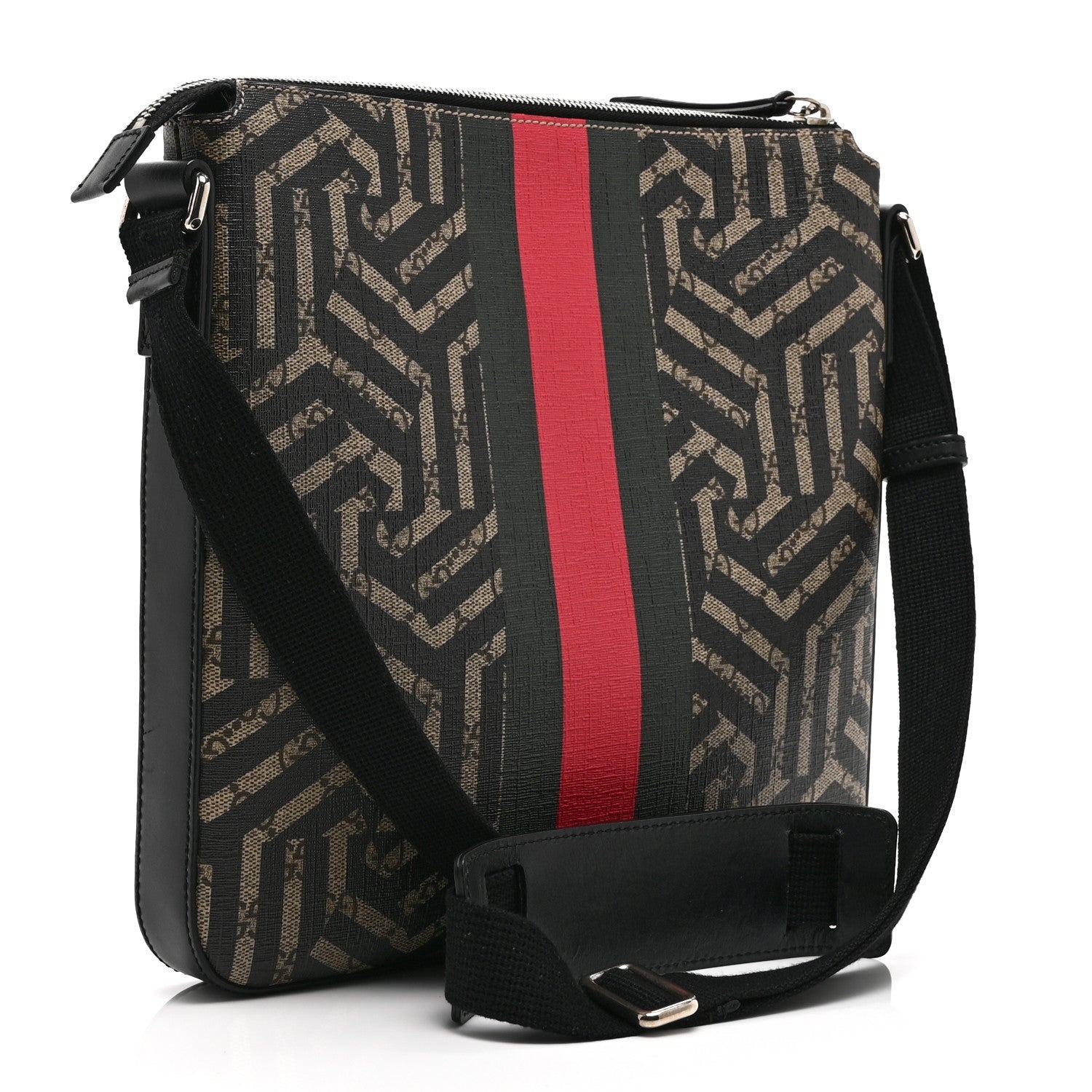 GG Supreme Monogram Caleido Web Messenger Beige Ebony