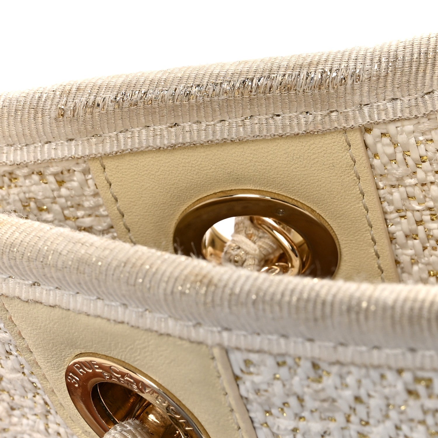 Lurex Boucle Small Deauville Tote Ivory