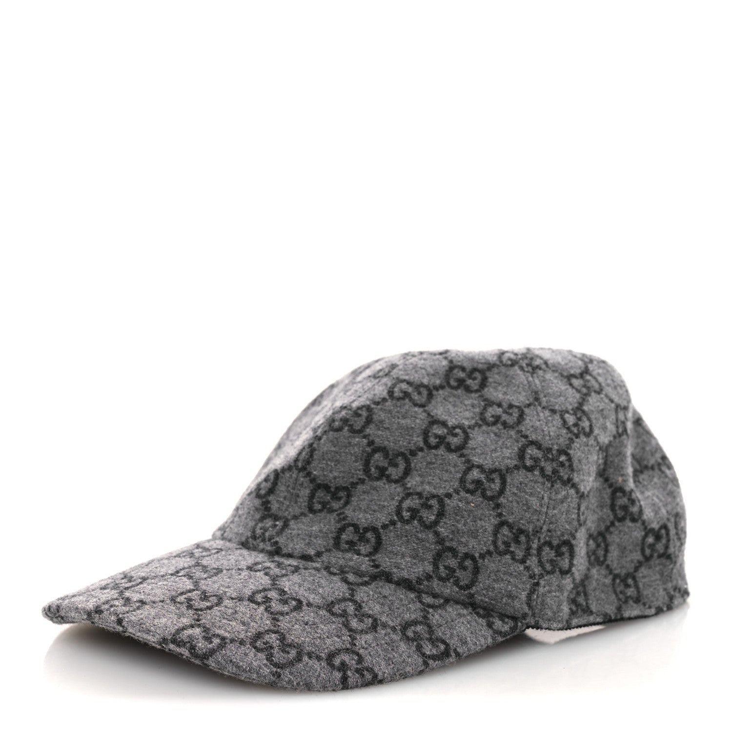 Covered Wool GG Monogram Baseball Hat L Grey Dark Grey Black