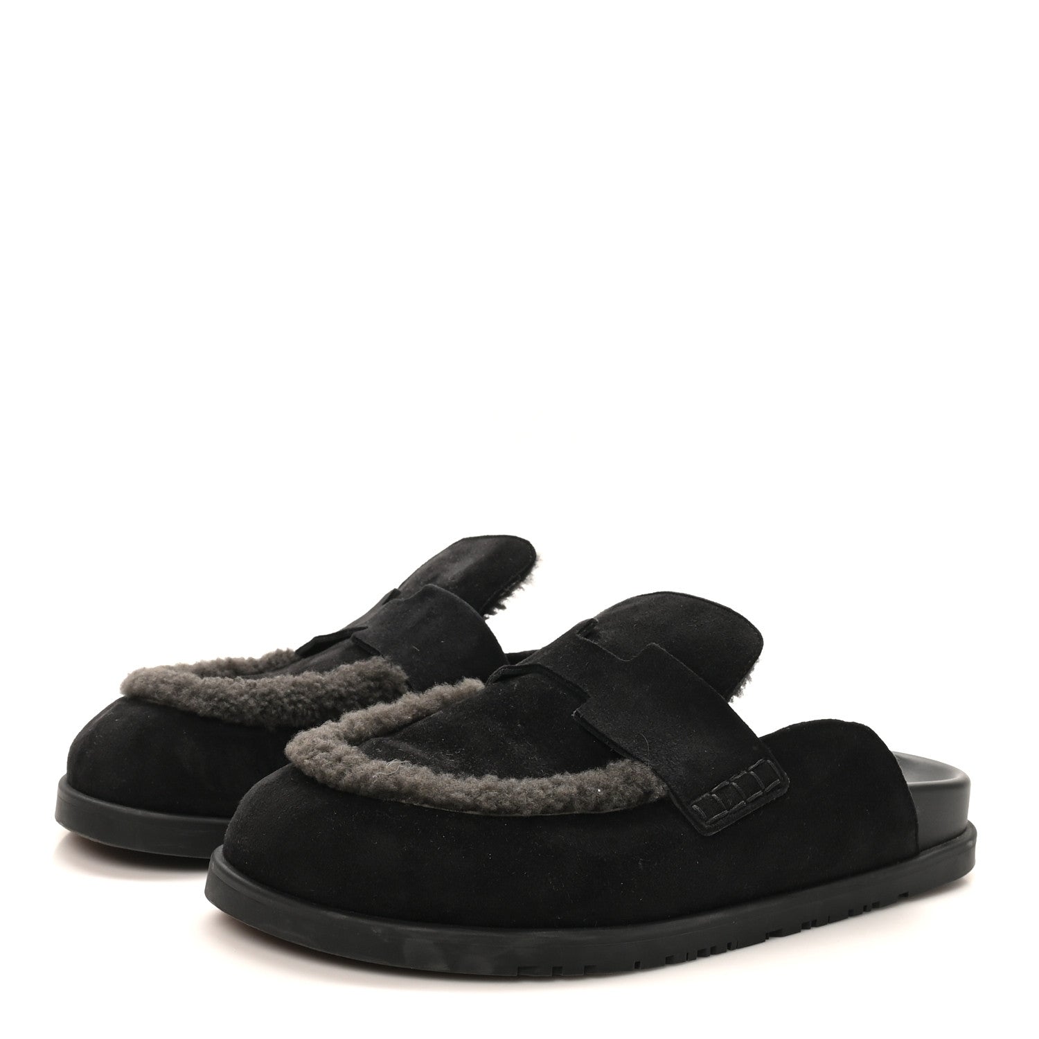 Suede Goatskin Shearling Mens Go Mules 43.5 Black