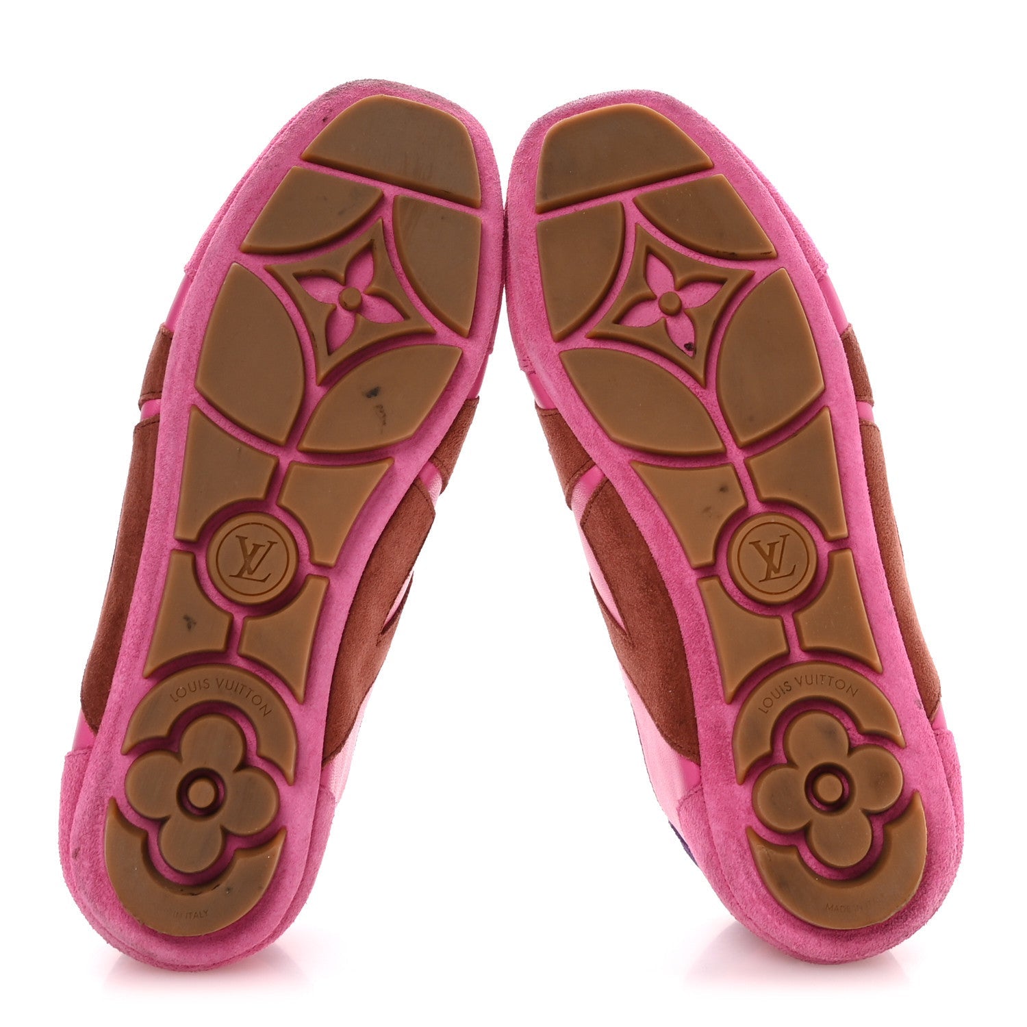 Suede Calfskin LV Sneakerina Sneakers 37 Fuchsia Pink