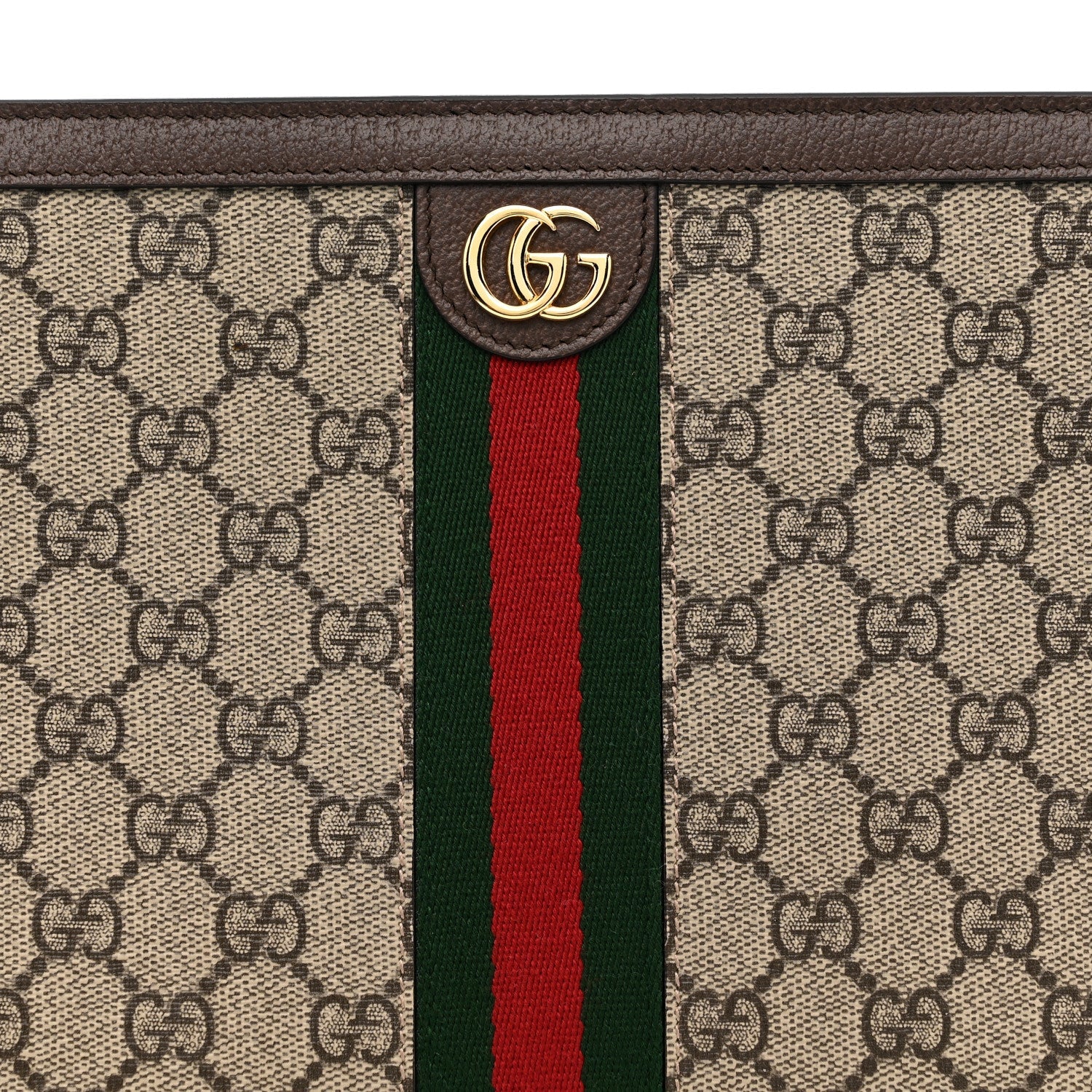 GG Supreme Monogram Web Ophidia Pouch Brown
