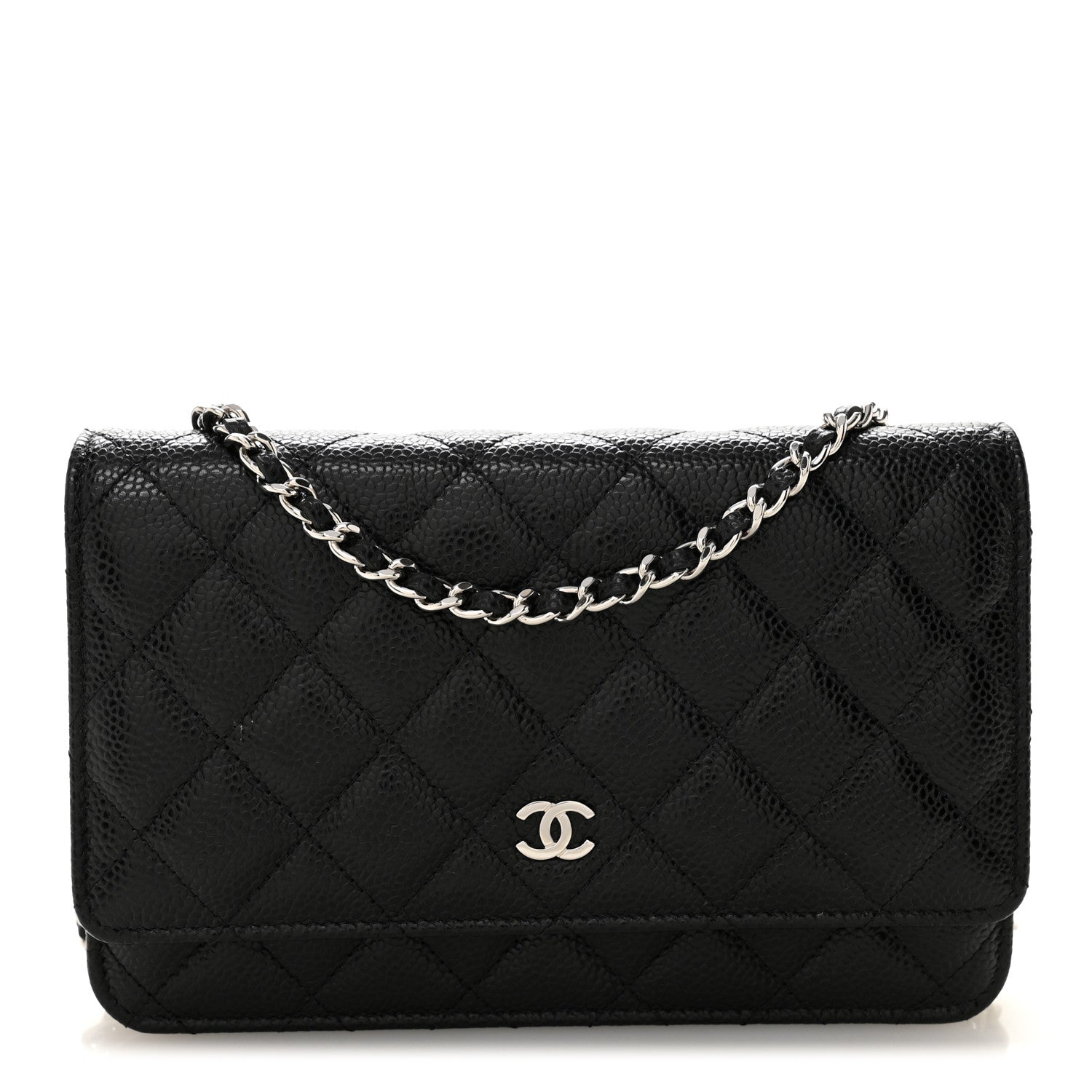 Caviar Quilted Wallet on Chain WOC Black