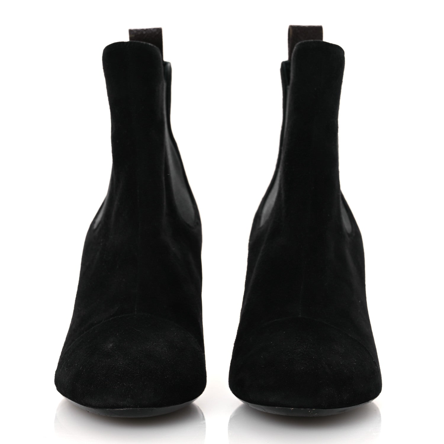 Suede Monogram Uniformes Cap Toe Chelsea 75mm Ankle Boots 37.5 Black