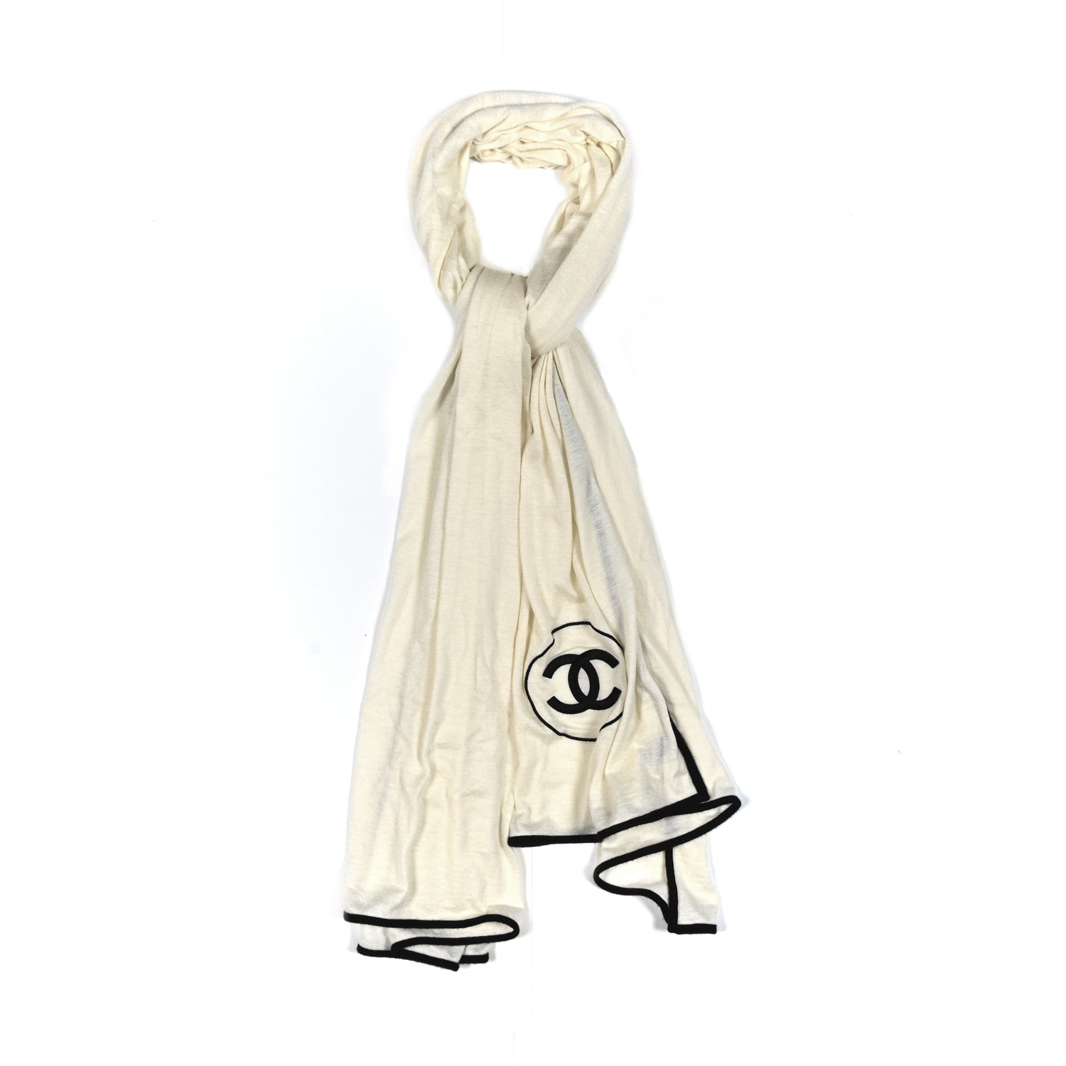 Cashmere Silk CC Scarf White Black