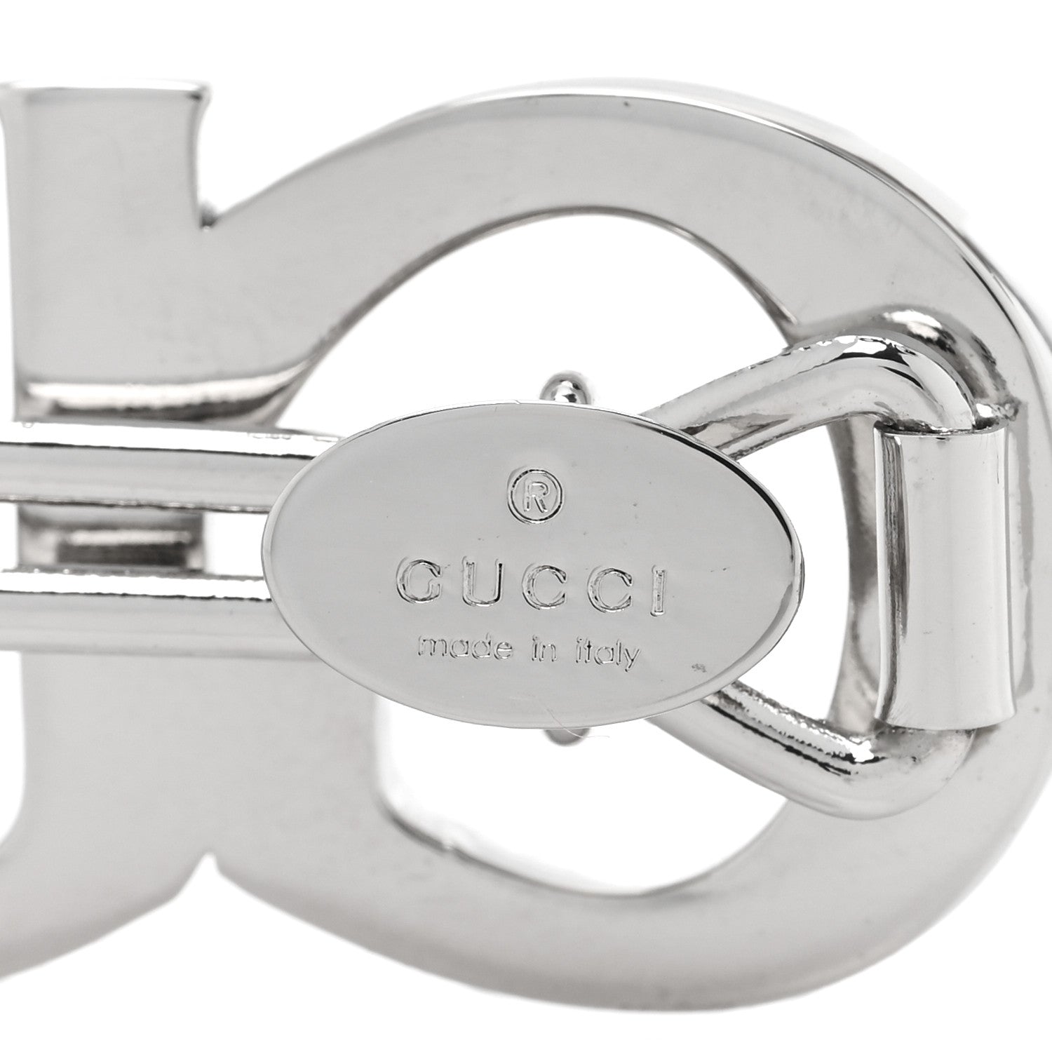 Metal Crystal Logo Hair Barrette Silver