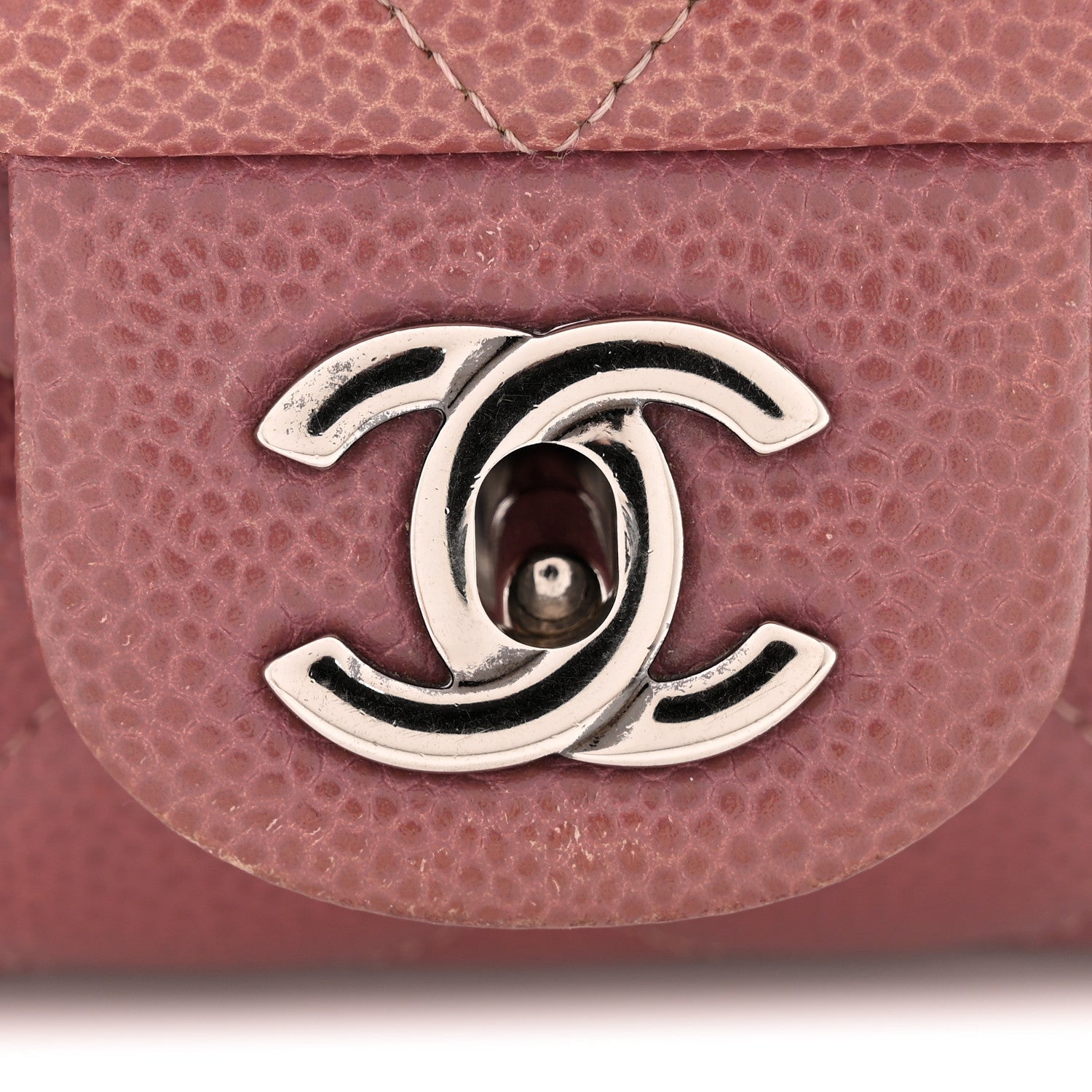 Caviar Quilted Clutch With Chain Flap Purple