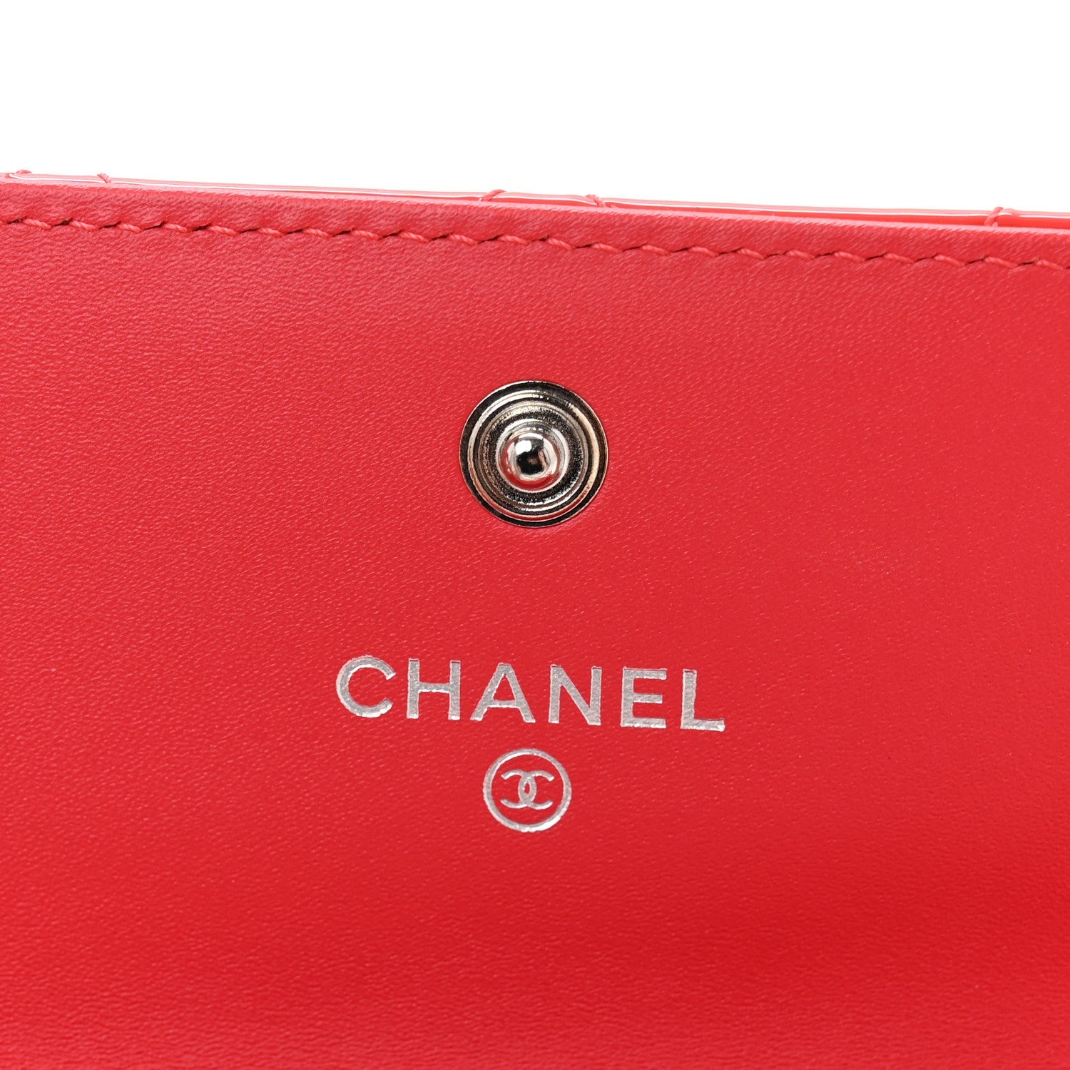 Patent Quilted Card Holder Wallet Red